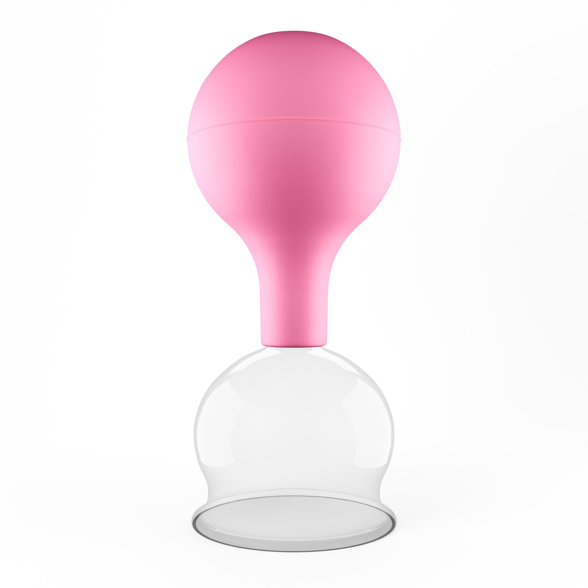 pulox Vakuum-Massager Schröpfglas aus Echtglas mit Saugball - Diverse Farben und Größen, 52mm Pink