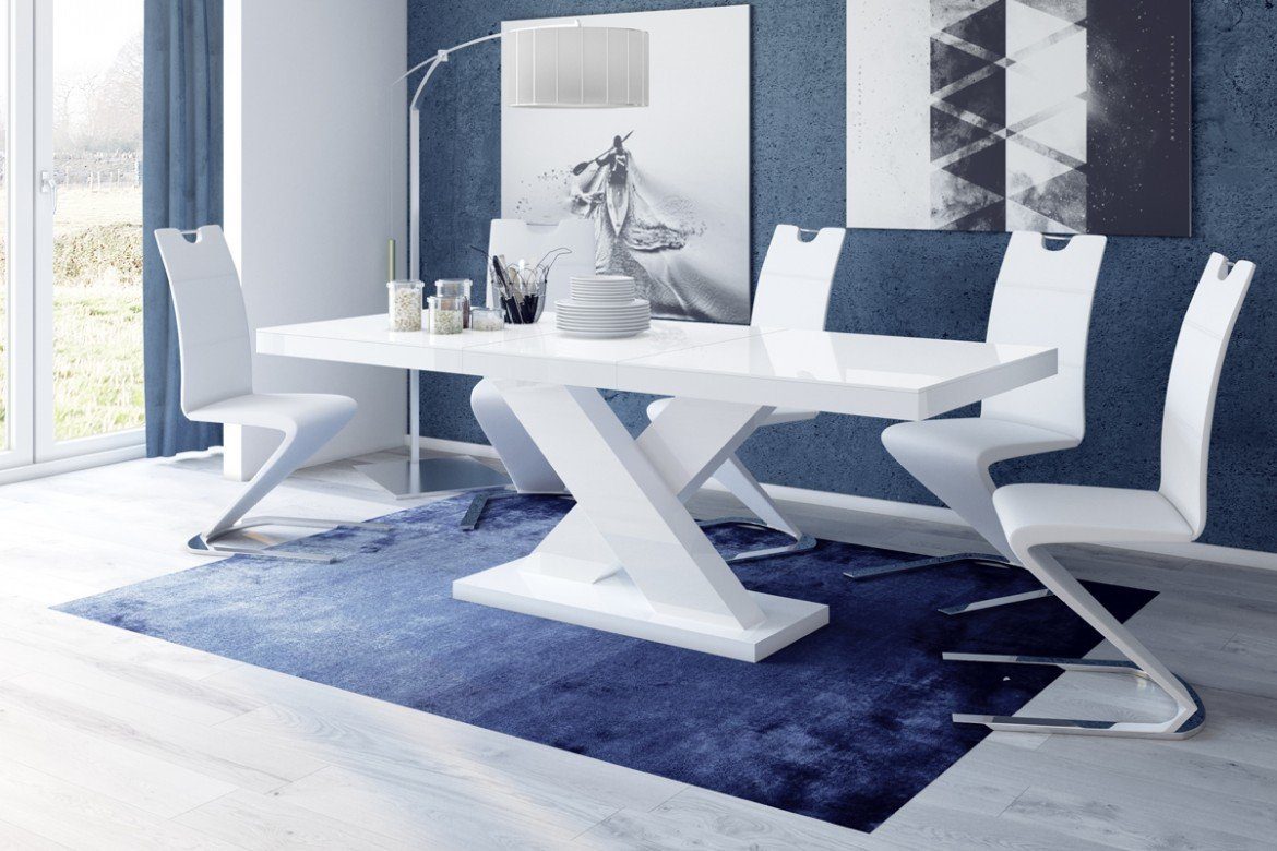designimpex Esstisch Design Esstisch Tisch HE-888 160 bis Weiß ausziehbar cm Hochglanz 210