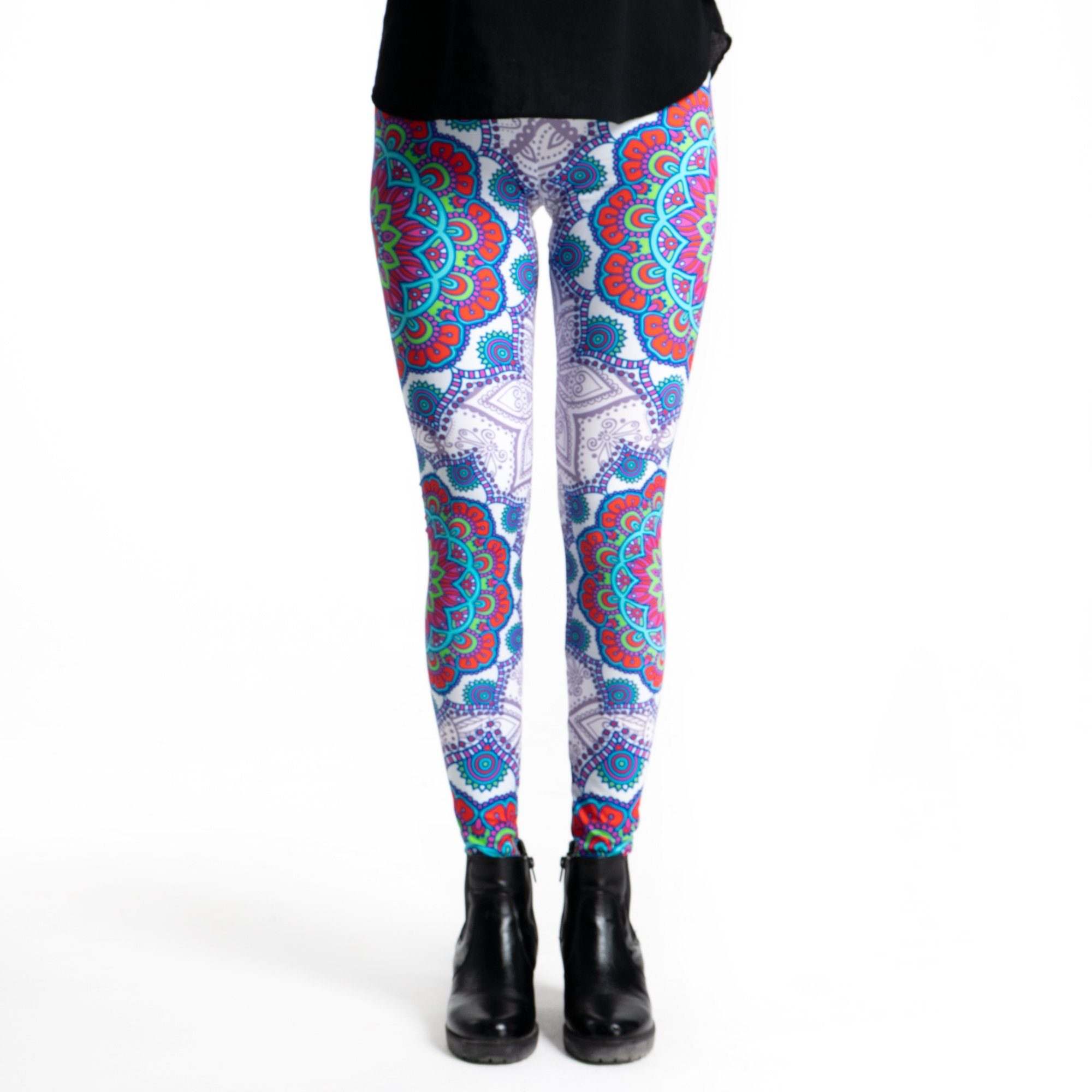 cosey Leggings Mandala Line Leggings (Einheitsgröße XS - L) (farbenfrohes Blumen-Design • figurbetonte Passform • schnelltrocknend, Einzelartikel) Bollywood