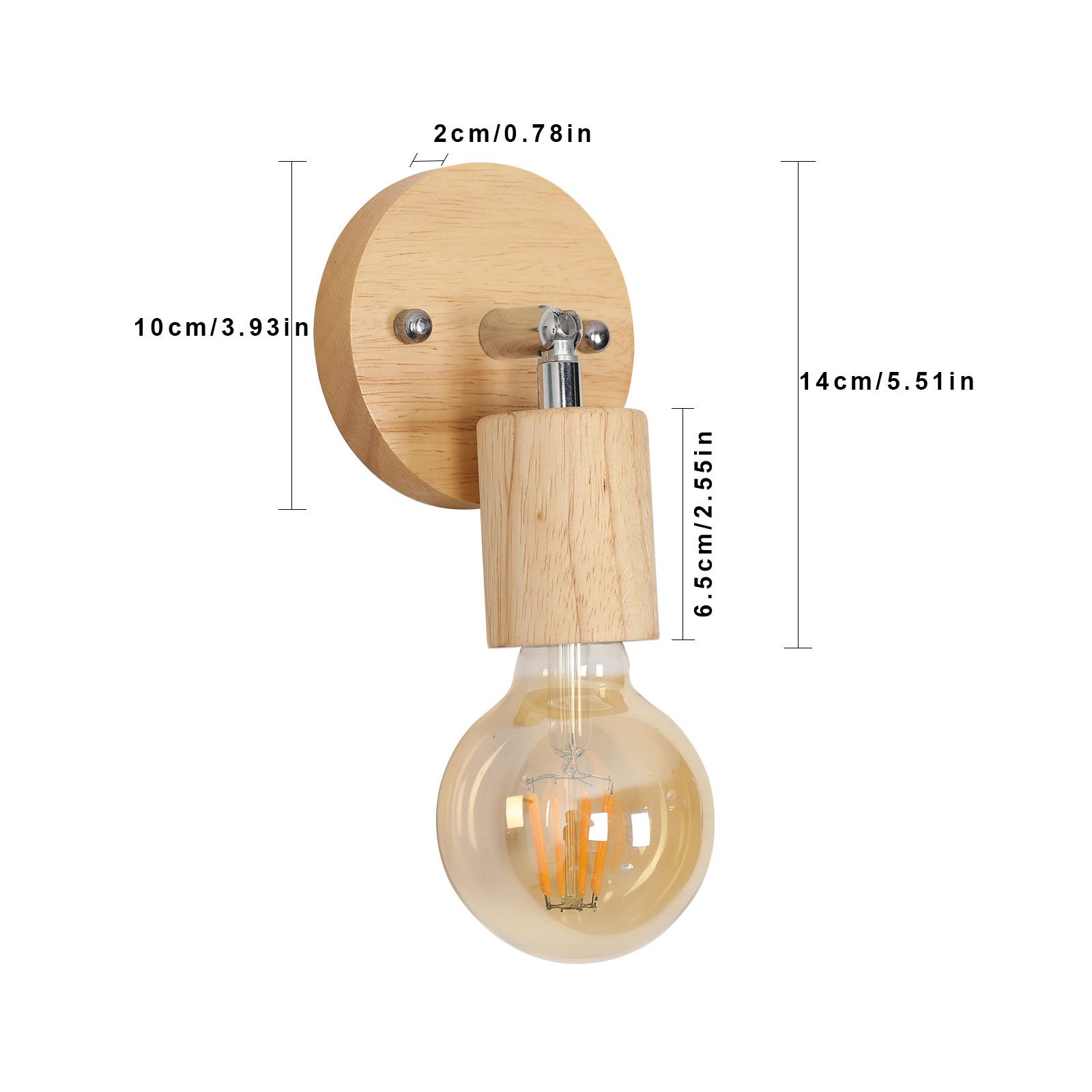 Riserva LED Wandleuchte Holz Wandlampe(2er-Set),Wohndeko Lampe,E27,für Flur,Garten,Hof