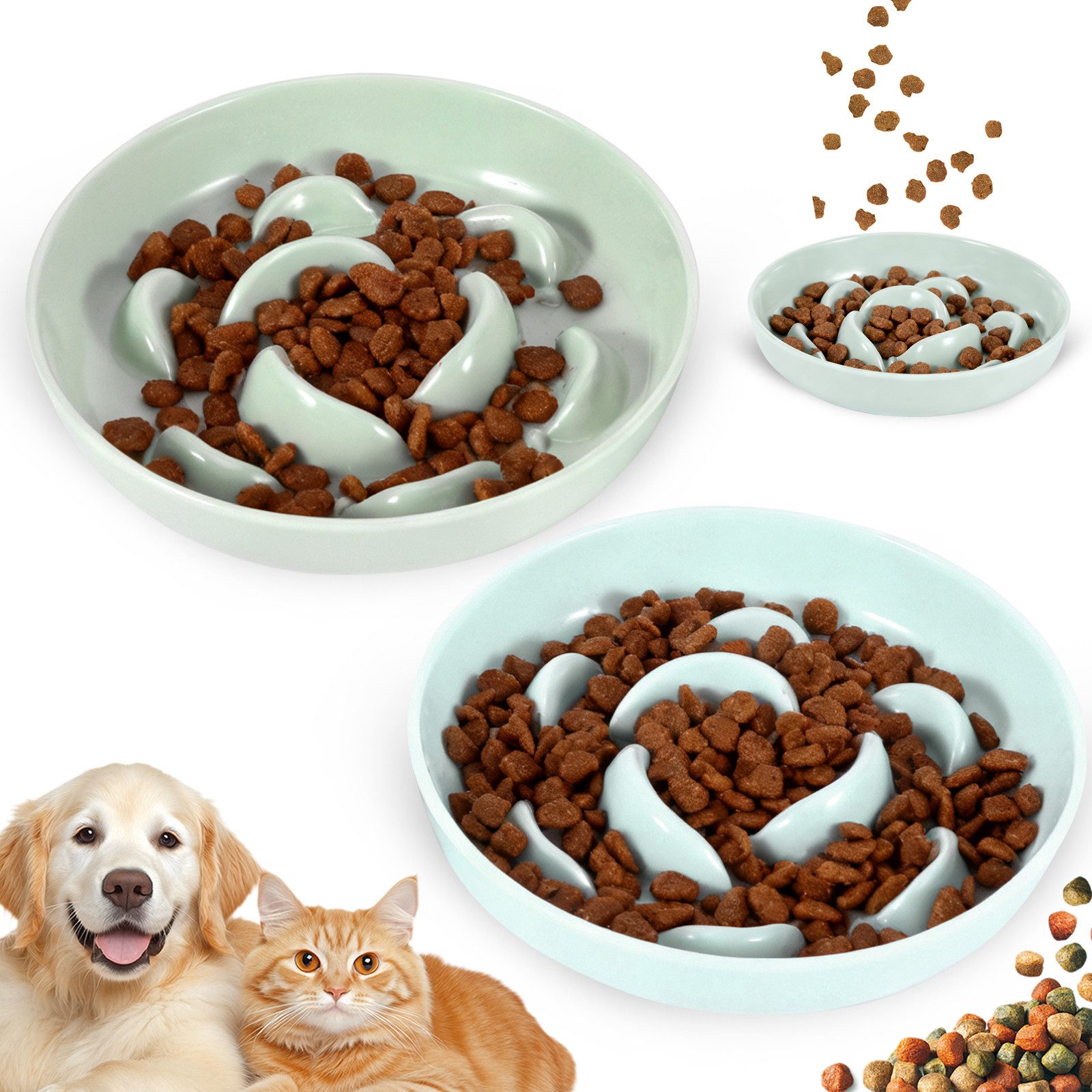 BlingBin Antischlingnapf Anti Schling Napf für Katzen, Slow Feeder Katzen rutschfest, Melamin, Ultra-Dauerhaft & Leicht zu Reinigen, Ideal für Alle Katzengrößen