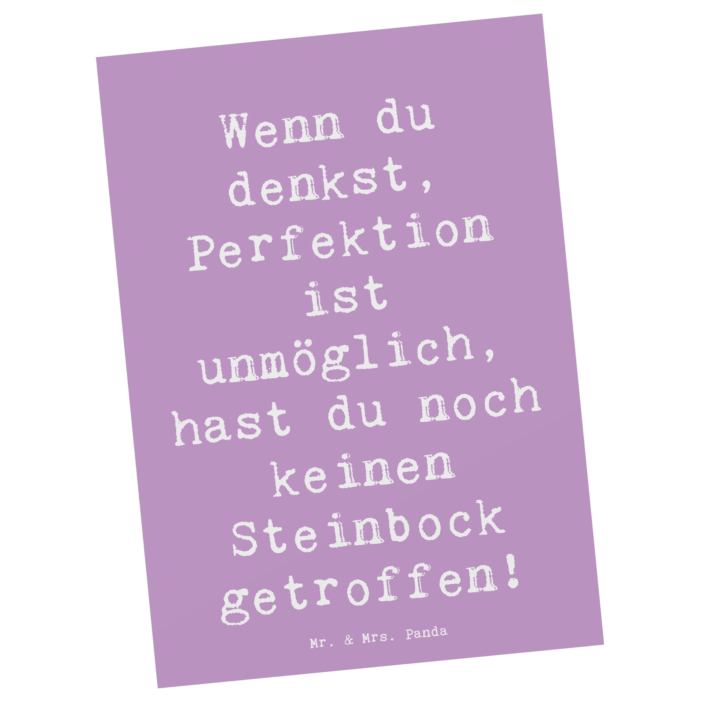 Mr. & Mrs. Panda Postkarte Spruch Steinbock Perfektion, Postkarte, Lavendeltraum, Postkarte, Ehr
