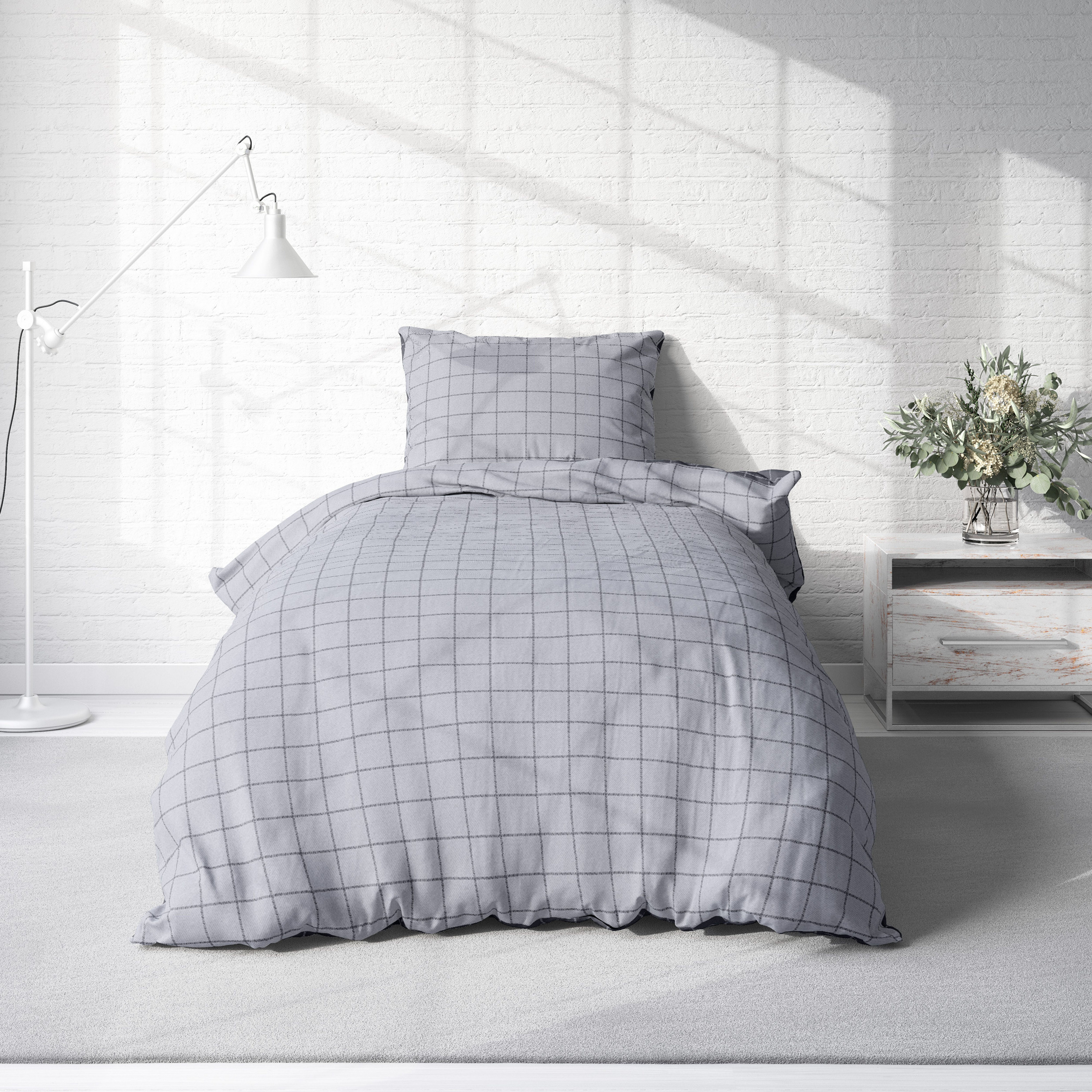 One Home Bettwäsche Wende Karo, Renforcé, 2 teilig, kariert und modern, Bau günstig online kaufen