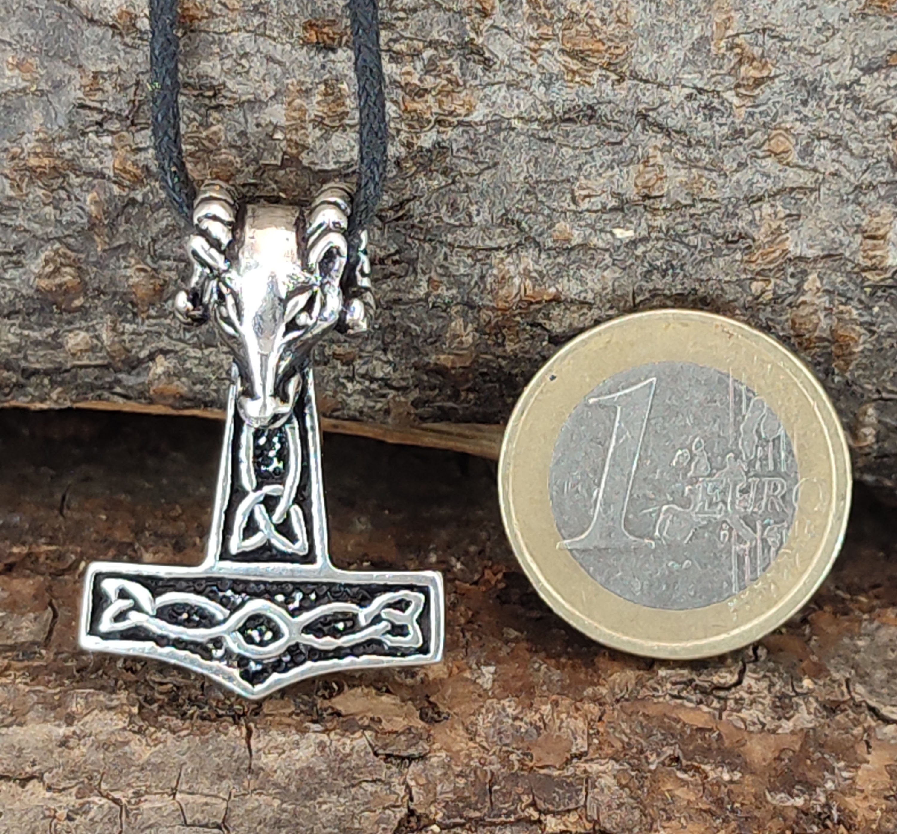 Odin Thorshammer Kettenanhänger 925 Anhänger Silber Mjölnir Thor Kiss Thorhammer Leather of