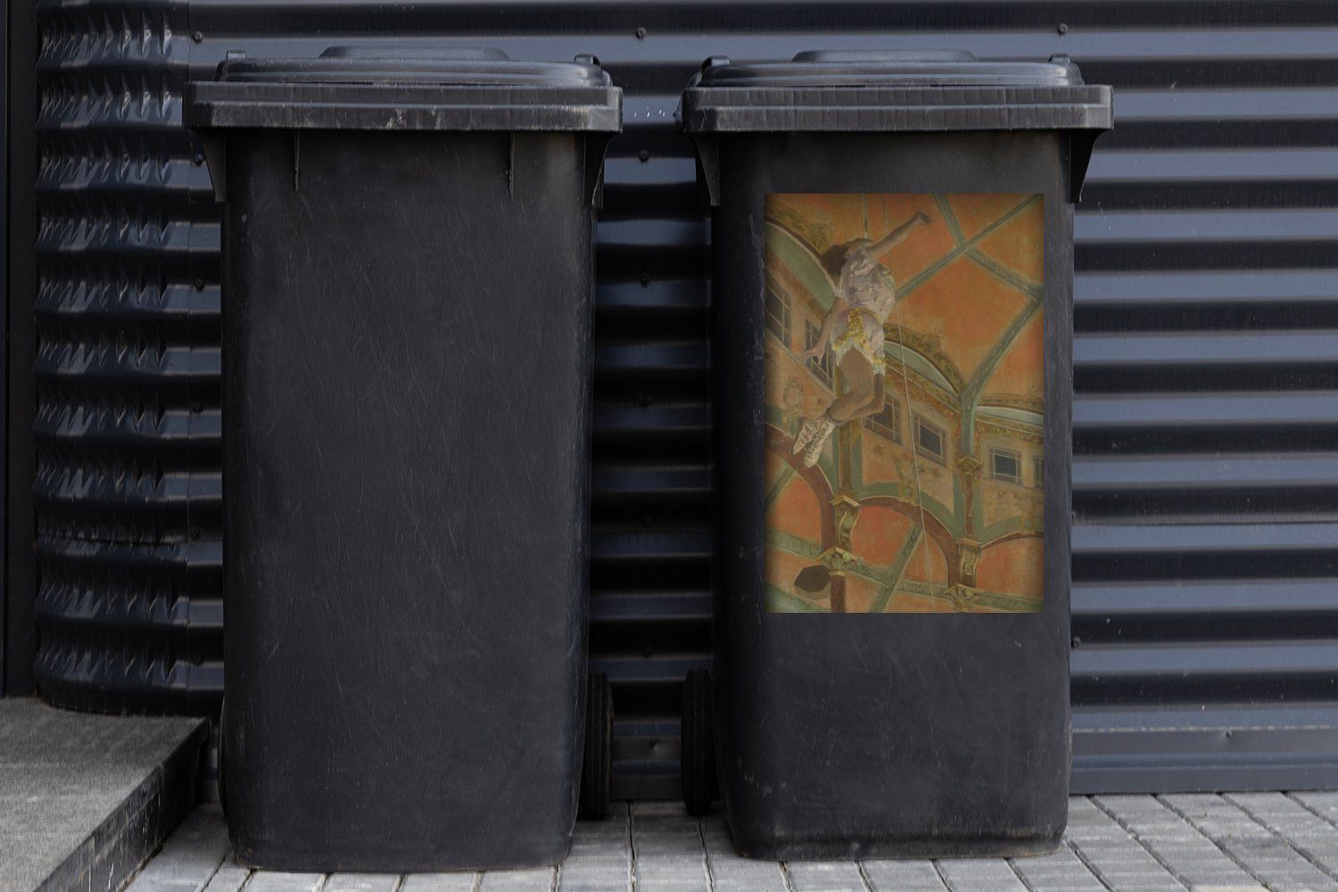 von MuchoWow Sticker, (1 Abfalbehälter - La im St), Mülltonne, Mülleimer-aufkleber, Gemälde Container, Edgar Zirkus Wandsticker Fernando La Miss Degas