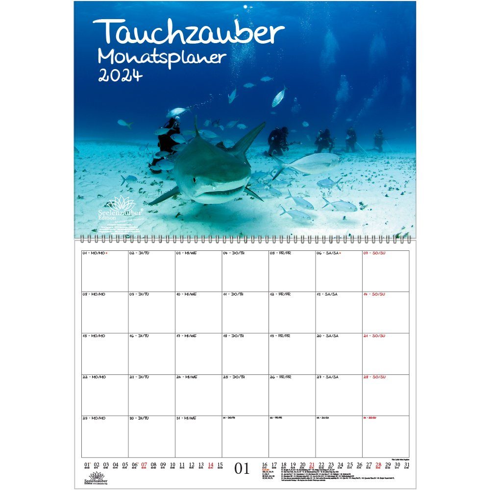 Seelenzauber Wandkalender Tauchzauber Planer DIN A2 Kalender für 2024 