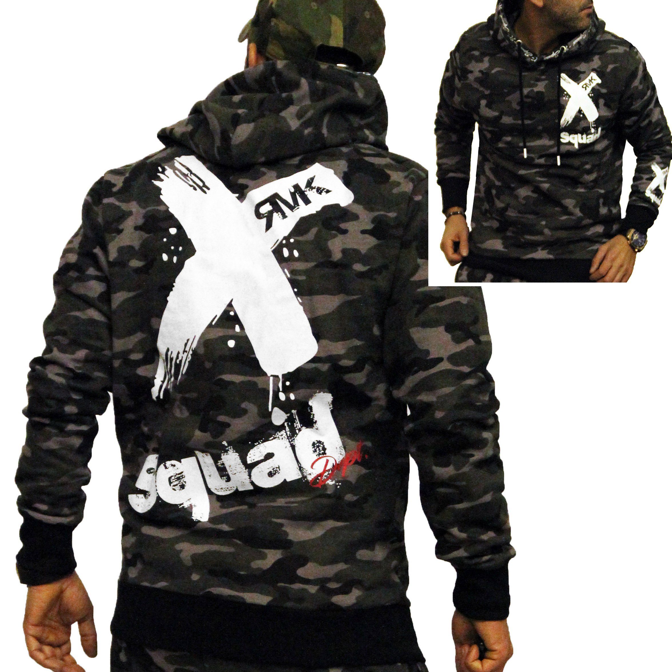 RMK Hoodie Herren Pullover mit Kapuze Pulli Kapuzenpullover Langarm Camouflage