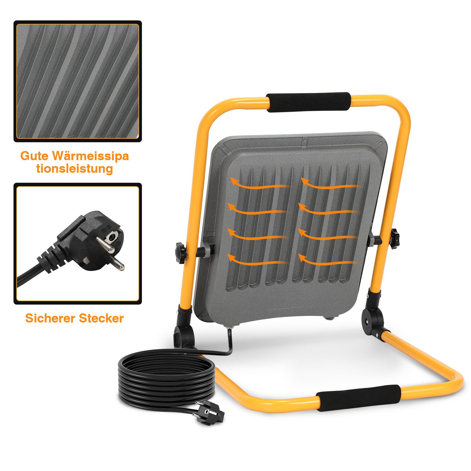 Clanmacy Baustrahler LED Baustrahler Kaltweiß 200 Watt, Arbeitsscheinwerfer, Arbeitsleuchte – Bild 3 von 5