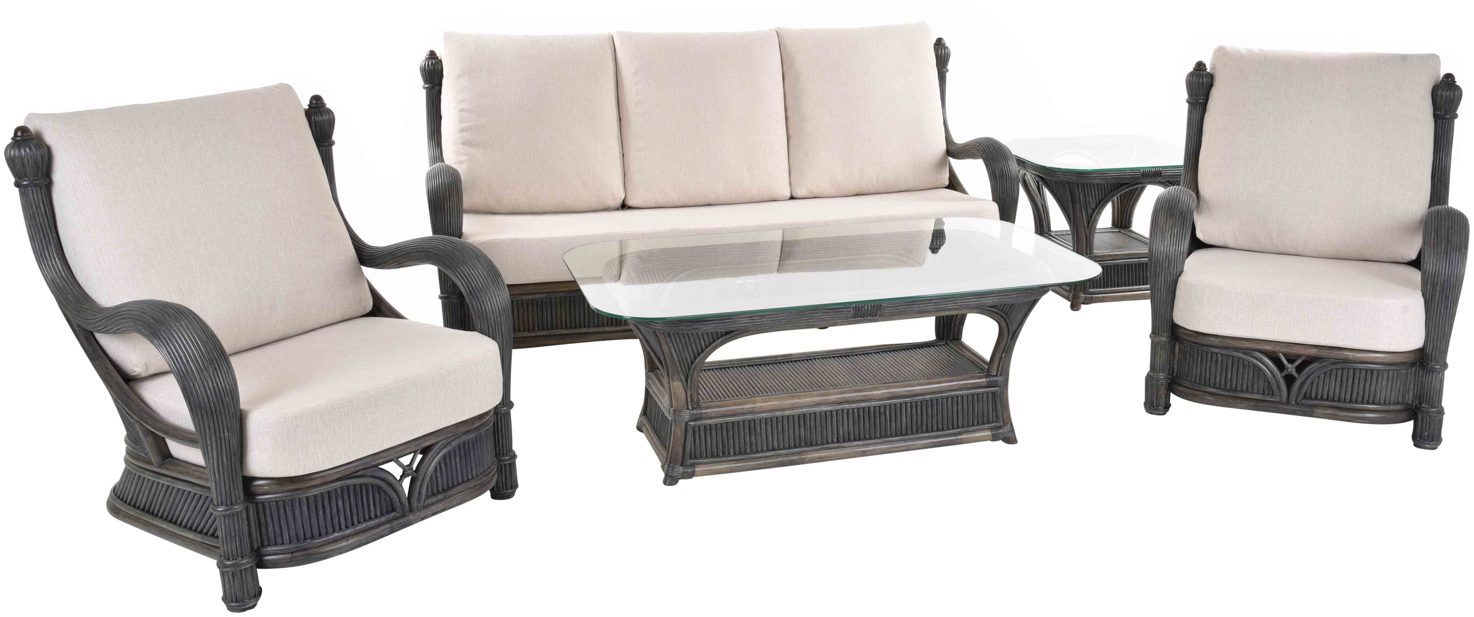 Krines Home Sitzgruppe Set/5 Edle Rattangarnitur Prince Wintergarten Garnitur Wohnzimmerset, (5-tlg., 2x Sessel, 1x Dreisitzersofa, 1x Wohnzimmertisch, 1x Ecktisch), Rattanset Rattanmöbel Wohnzimmer