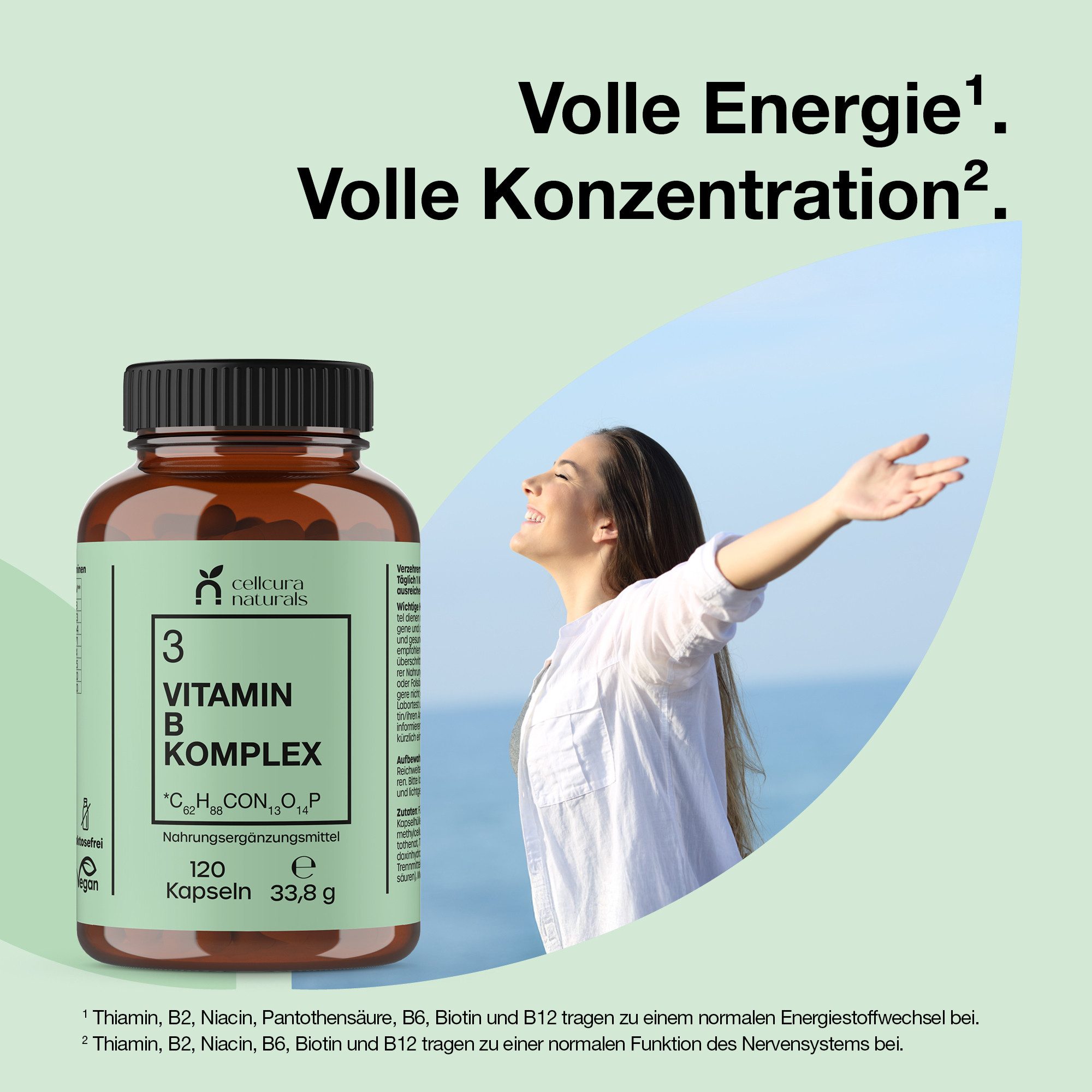 cellcura naturals Vitamin B-Komplex Kapseln, 120 St., 33.8 g, alle B-Vitamine in einem Nahrungsergänzungsmittel