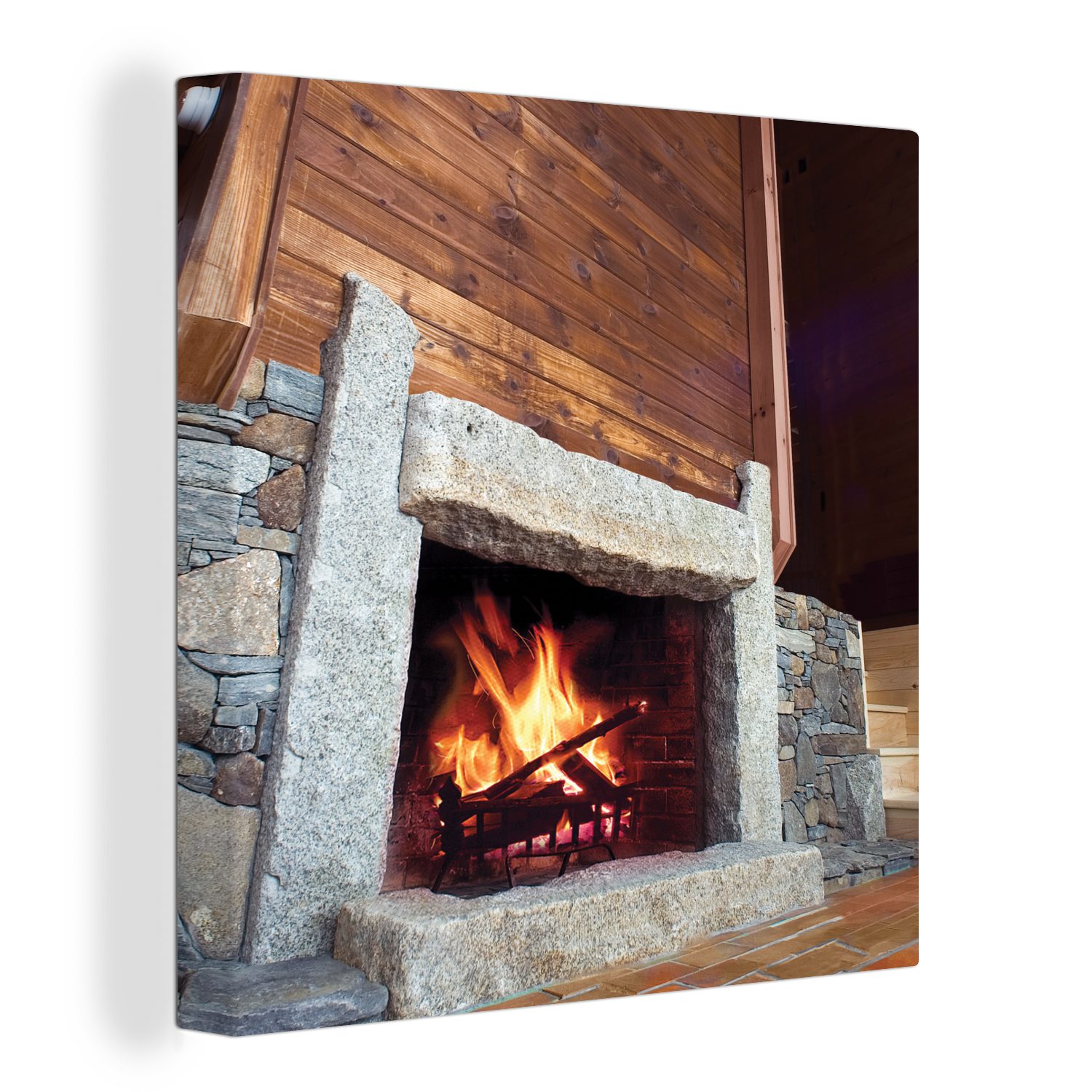 OneMillionCanvasses® Leinwandbild Kamin aus Stein, Fotodruck günstig online kaufen