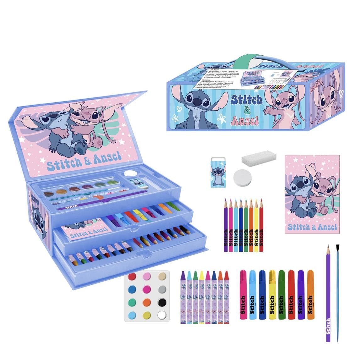 Cerda Farbkasten Disney Stitch Mal- und Zeichenkoffer – Kreativset mit Zubehör
