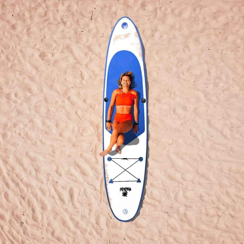 mit Set WAIKIKI 285cm - made2trade SUP-Board Paddel Inflatable Pumpe, BLAU, und Flickwerkzeug, komplettes verstellbares Fußleine