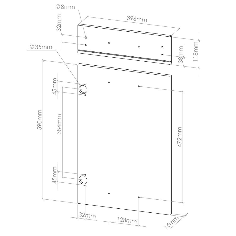 Vicco Unterschrank R-Line, Sonoma, 39.6 x 70.8 cm Möbelfront für den Schubunterschrank (1-St)