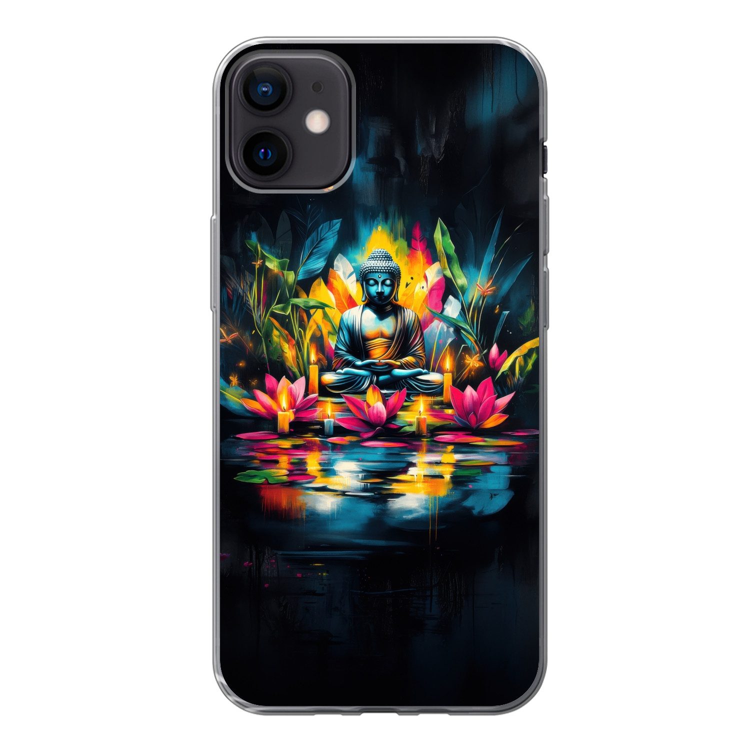 MuchoWow Handyhülle für Apple iPhone 12 Mini Kerzen - Blumen - Buddha - Wasser, Smartphone-Bumper, Print, Handy Schutzhülle Dünn
