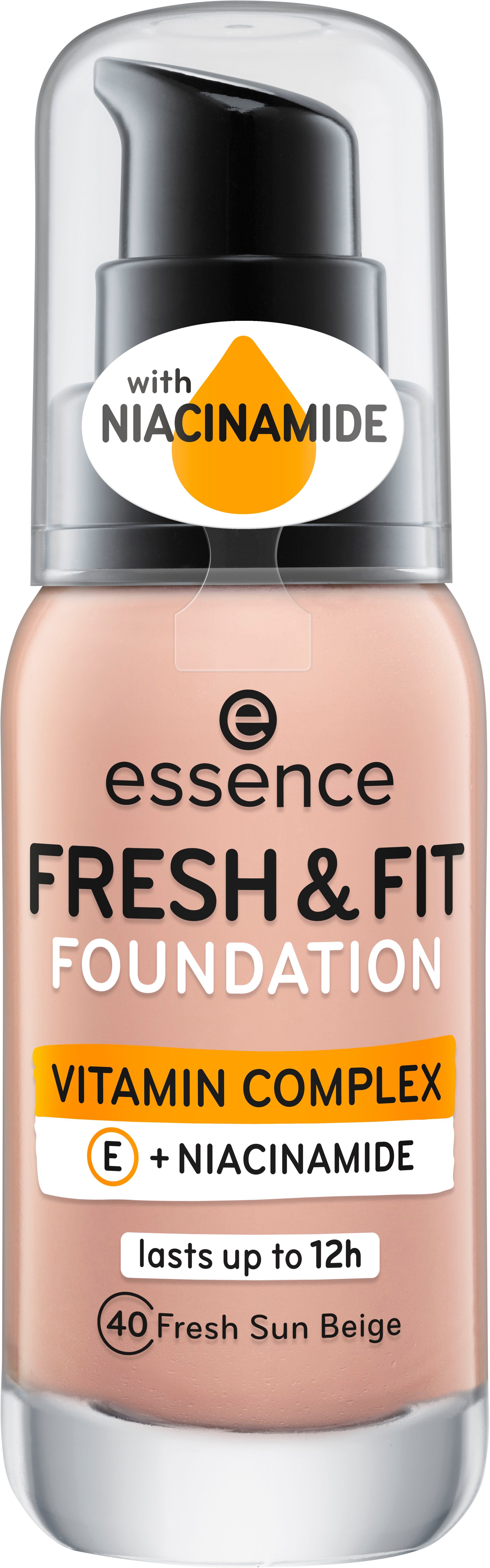 FOUNDATION, Essence FRESH fresh beige Foundation FIT sun & 3-tlg.
