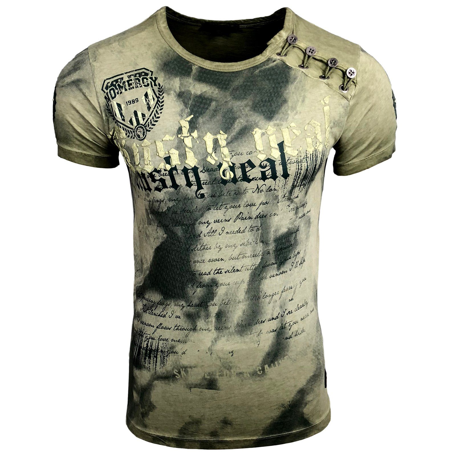 Rusty Neal T-Shirt mit Knopfapplikation, Cooles T-Shirt für Herren mit  Frontdruck online kaufen | OTTO