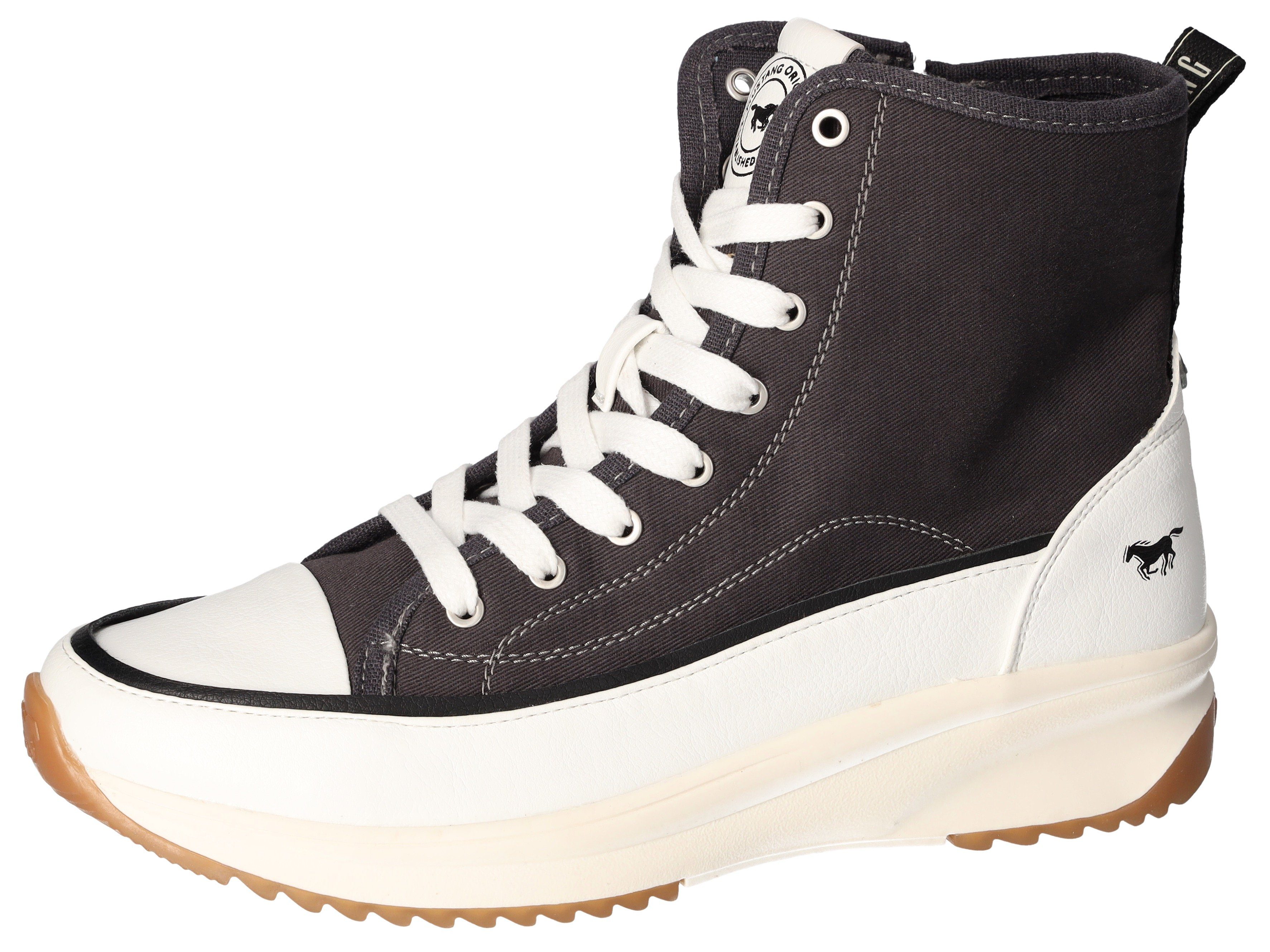 Mustang Shoes Schnürboots, Plateau, High Top-Sneaker, Freizeitschuh mit Reißverschluss