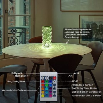 ZMH LED Tischleuchte Kristall Lampe - Nachttischlampe Touch Dimmbar Rose 16 Farben, LED fest integriert, RGB, RGB Glitzer Nachtlicht für Party Schlafzimmer