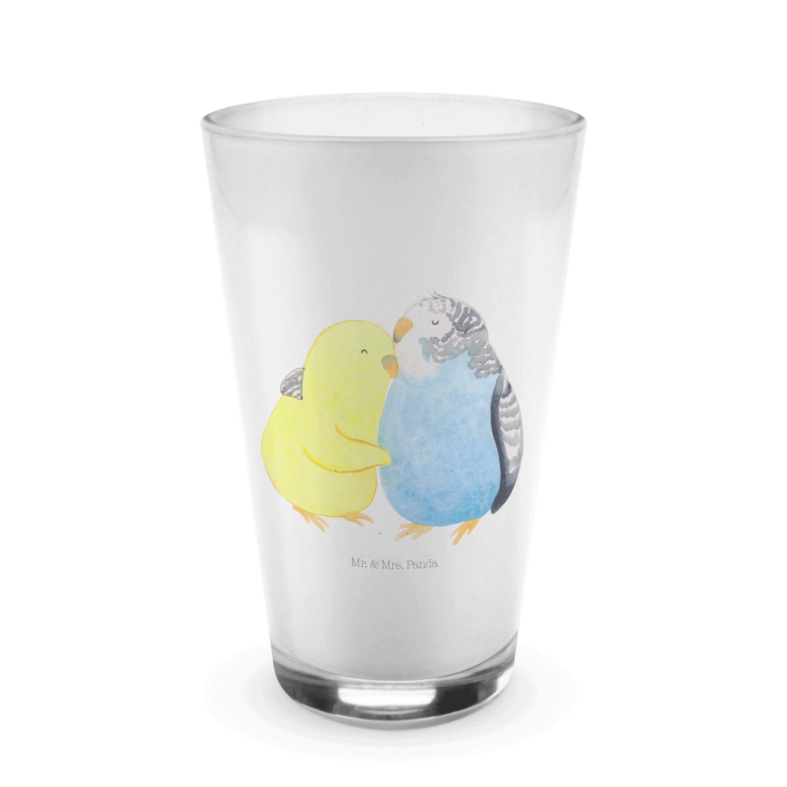 Mr. & Mrs. Panda Glas Wellensittich Liebe - Transparent - Geschenk, Heiratsantrag, Umarmen, Premium Glas