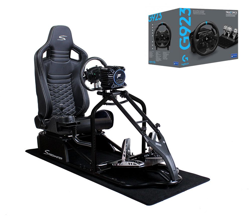 Simulator Cockpit Pro Sim Racing SCHWARZ mit Logitech G923 Bundle Gaming-Controller