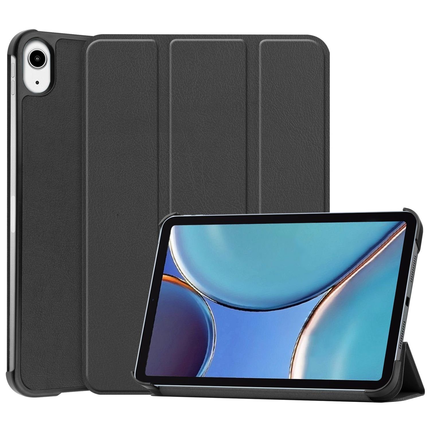 König Design Tablet-Hülle, Tablethülle für Apple iPad mini 6 Schutztasche Wallet Cover 360 Case Etuis Schwarz