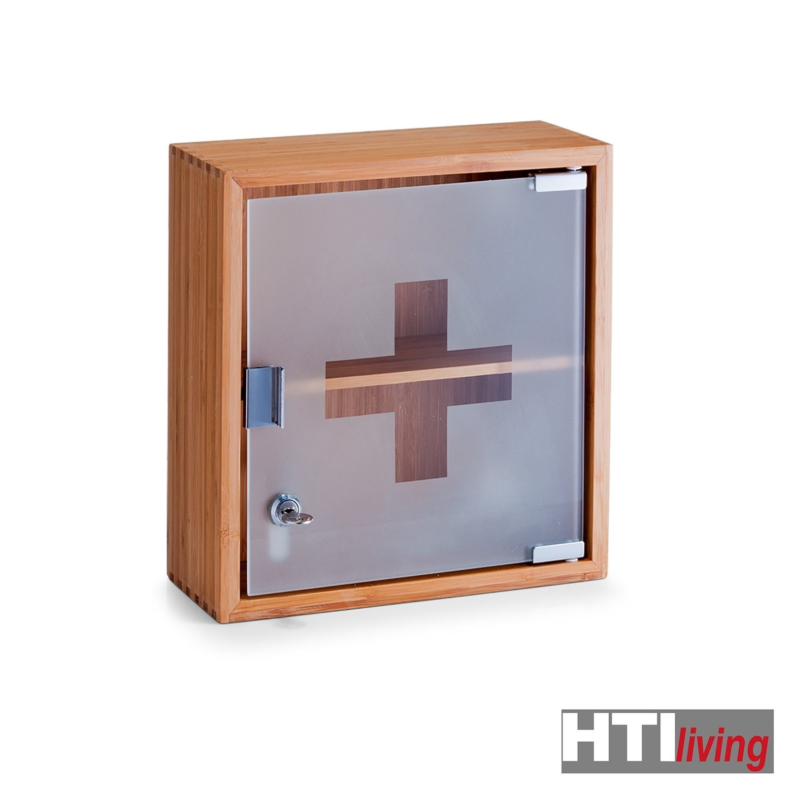 HTI-Living Medizinschrank Medizinschrank Schrank Hilfe Medizinbox Bambus/Glas Erste