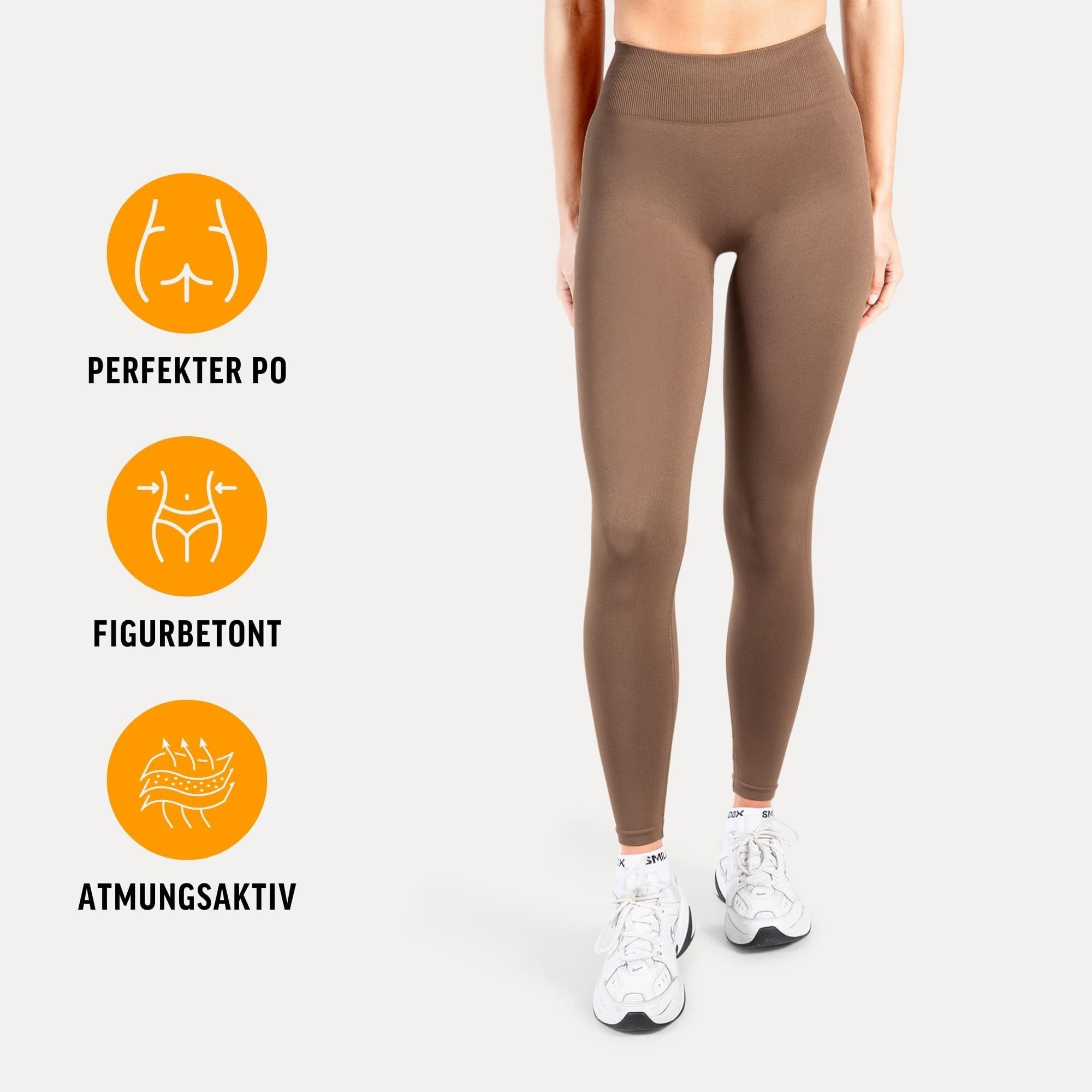 Smilodox Leggings Cetrina, Push Up Scrunch Leggings mit Schriftzug Fitness & Alltag Seamless, High Waist, Scrunch Sporthose, Atmungsaktiv, Blickdicht