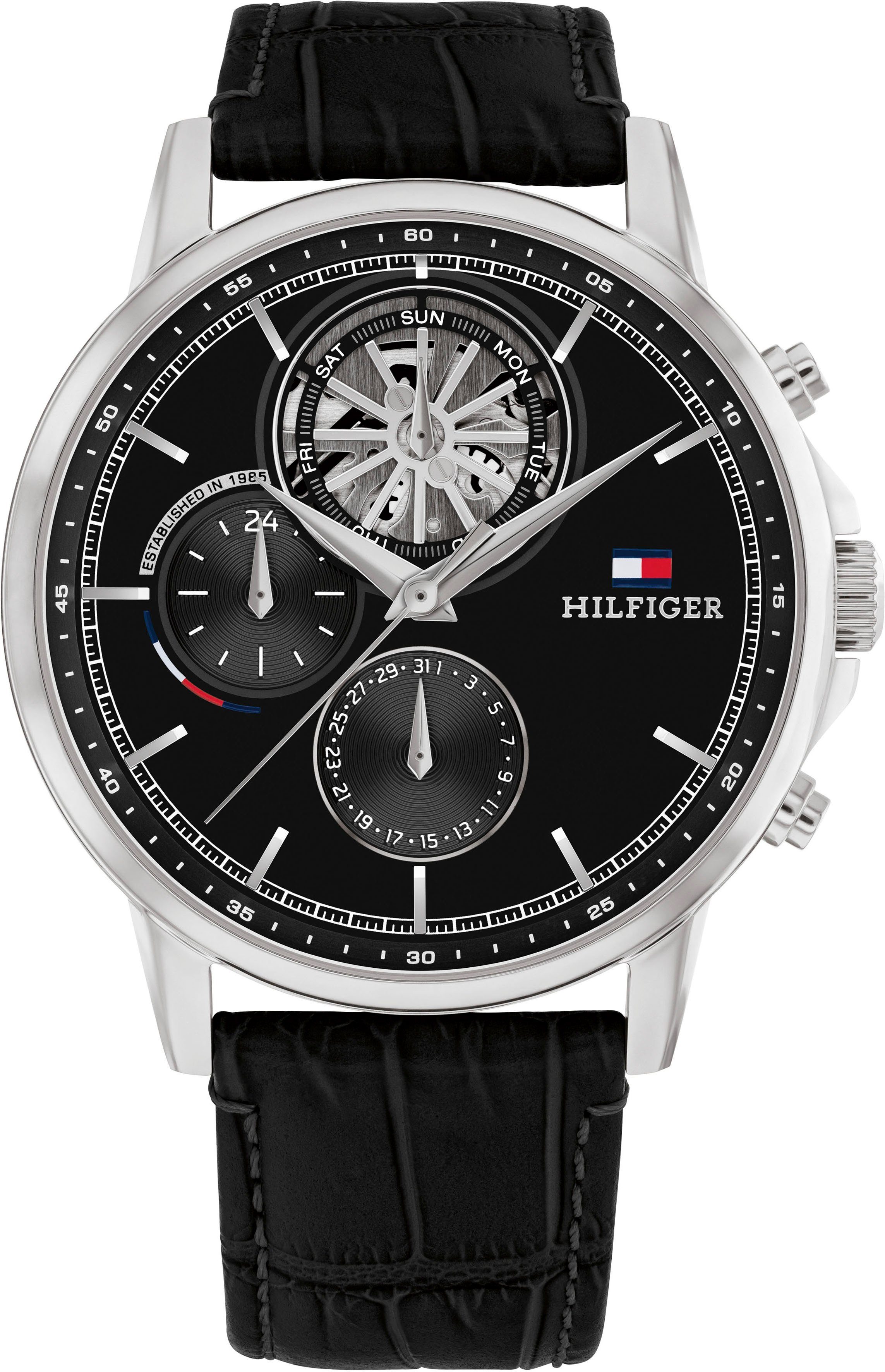 Tommy Hilfiger Multifunktionsuhr Stewart, Quarzuhr, Armbanduhr, Herrenuhr, Datum, 12/24-Std.-Anzeige, analog