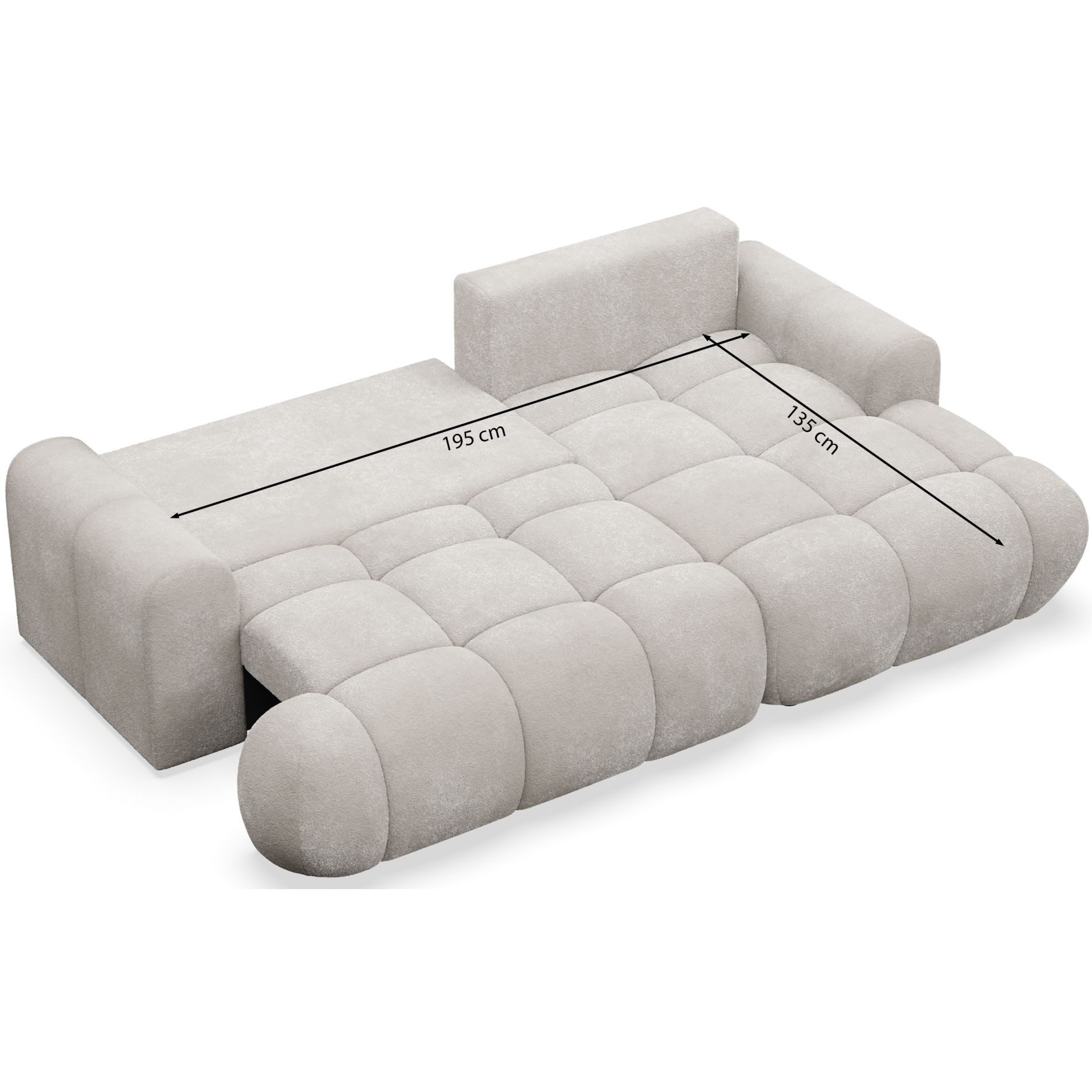 Selsey Ecksofa OMBO MINI, Ecksofa mit Schlaffunktion & Bettkasten, Bouclé, 246 cm
