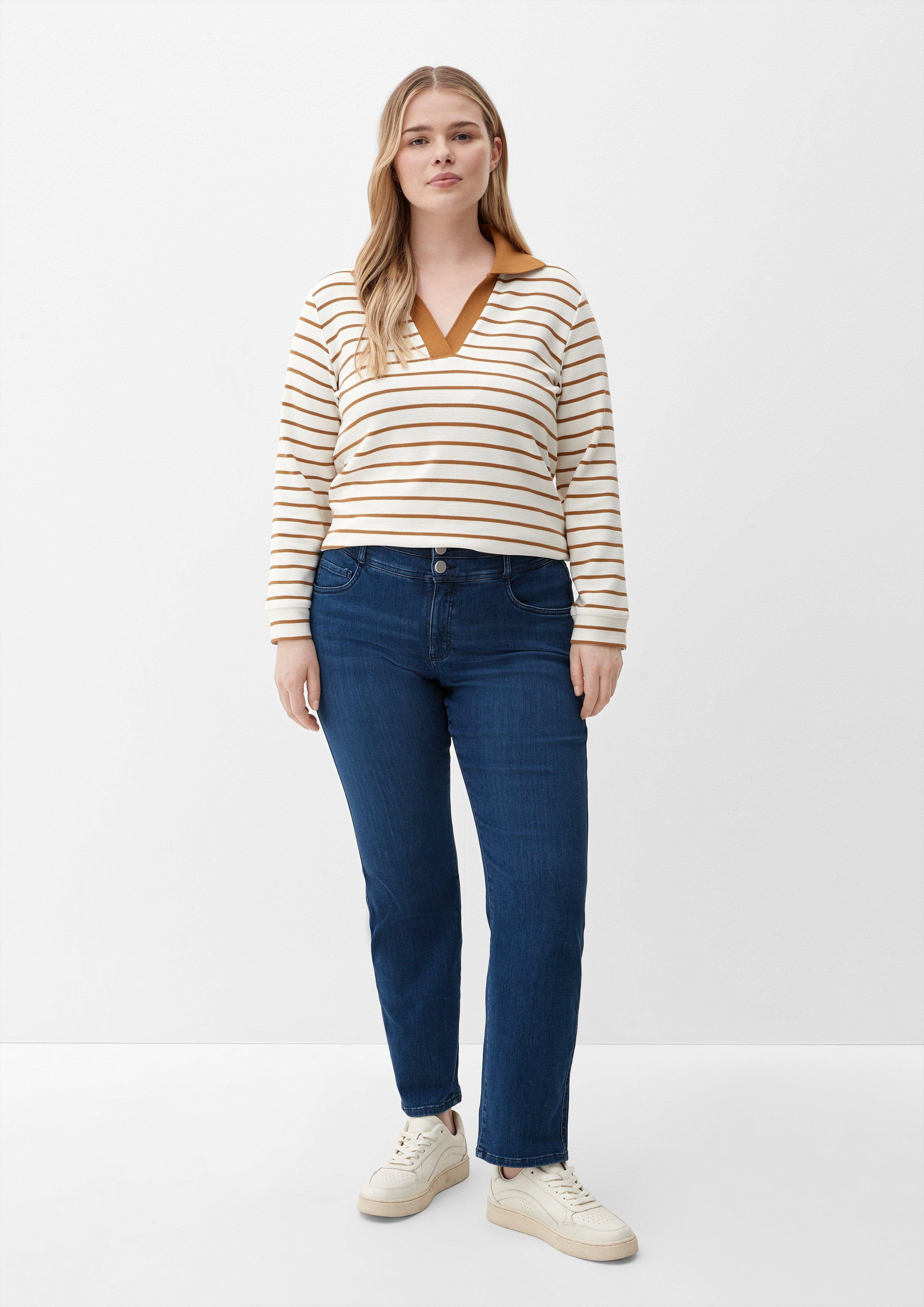 TRIANGLE Stoffhose Jeans / Slim Fit / Mid Rise / Slim Leg / doppelter Bund Waschung