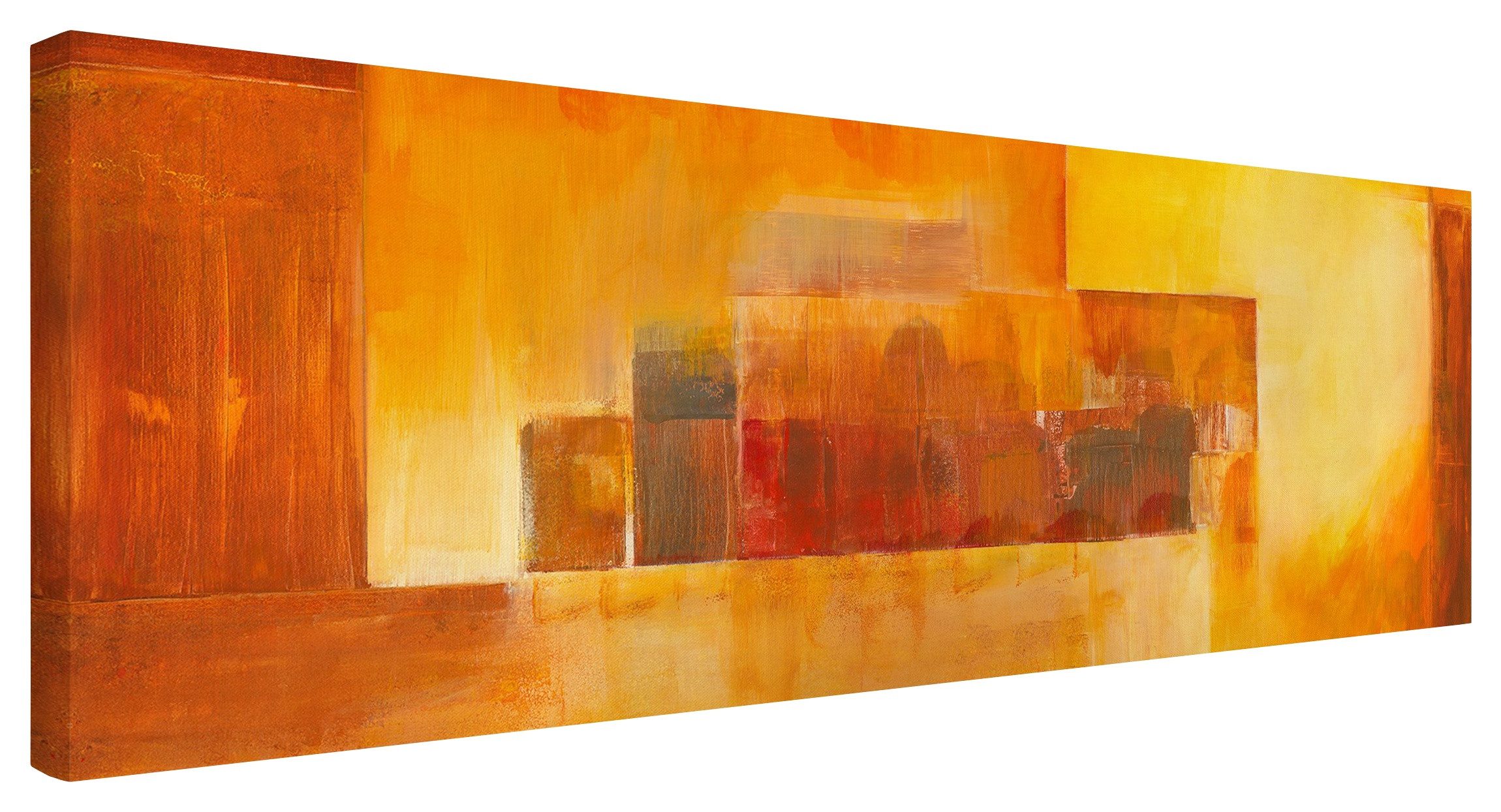 Bilderdepot24 Leinwandbild Kunstdruck Abstrakt Modern Indisch orange Bild auf Leinwand Groß XXL, Wohnzimmer Schlafzimmer Küche Flur Wandbild Kunstkopie Wanddeko Druck