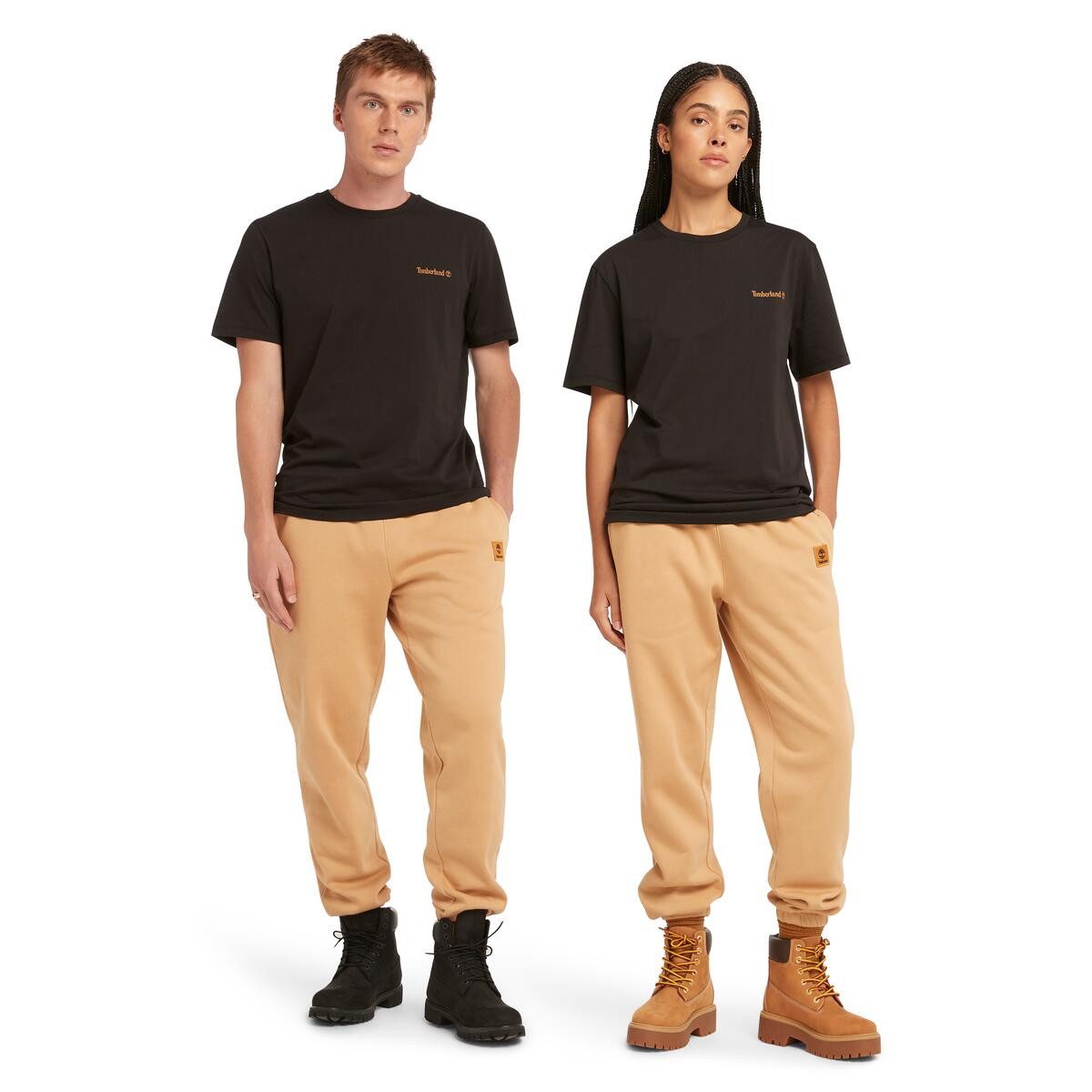 Timberland T-Shirt Small Linear Logo Print Tee mit Rundhalsausschnitt, Kurzarm-Design, unifarben, aus Baumwolle
