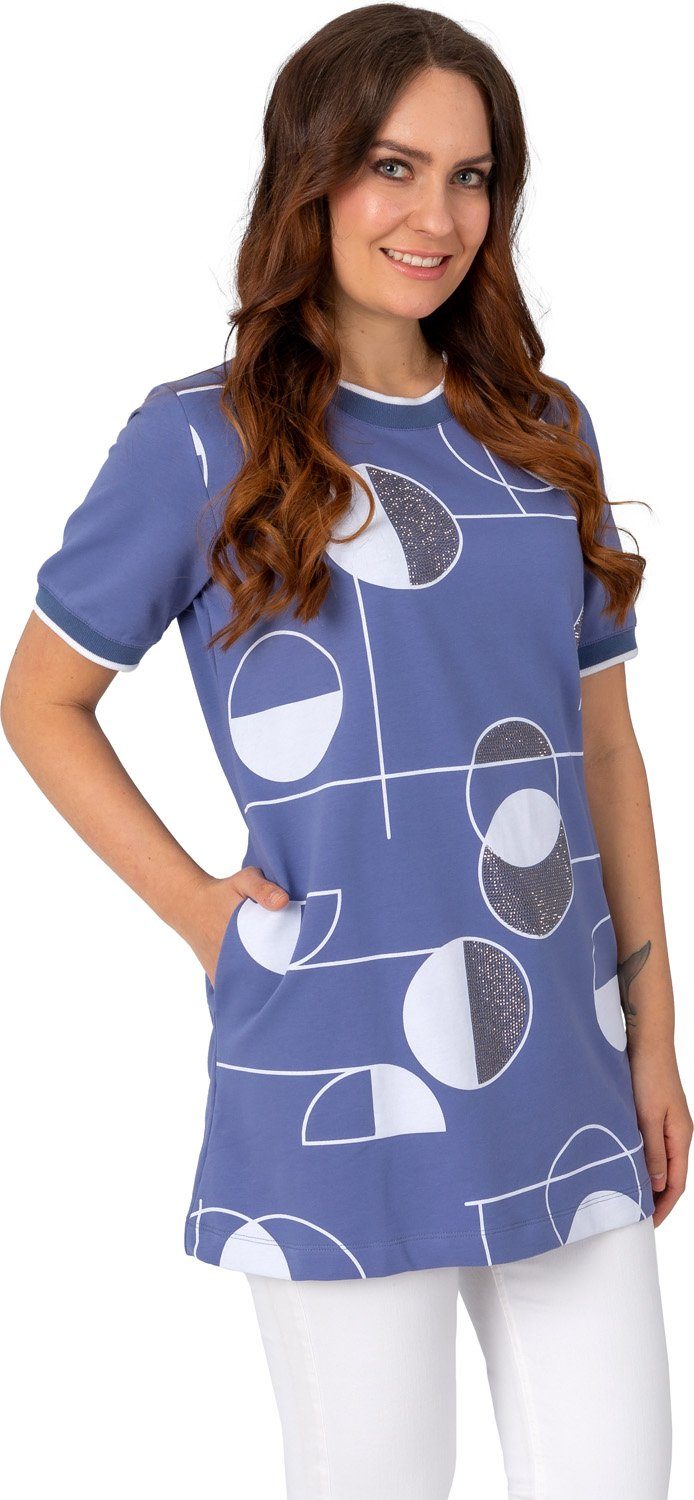 Tunikashirt 187-1110, Tunika mit seitlichen Taschen und Strassapplikationen