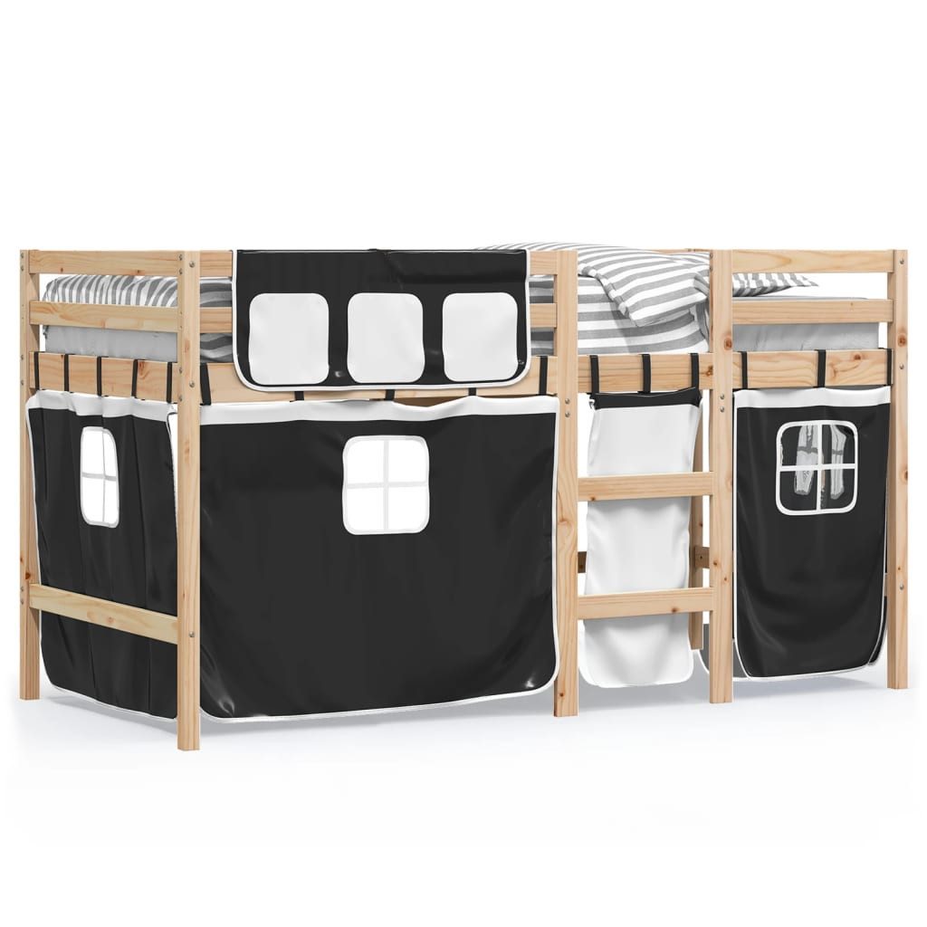 vidaXL Bett Kinderhochbett mit Vorhängen Weiß günstig online kaufen