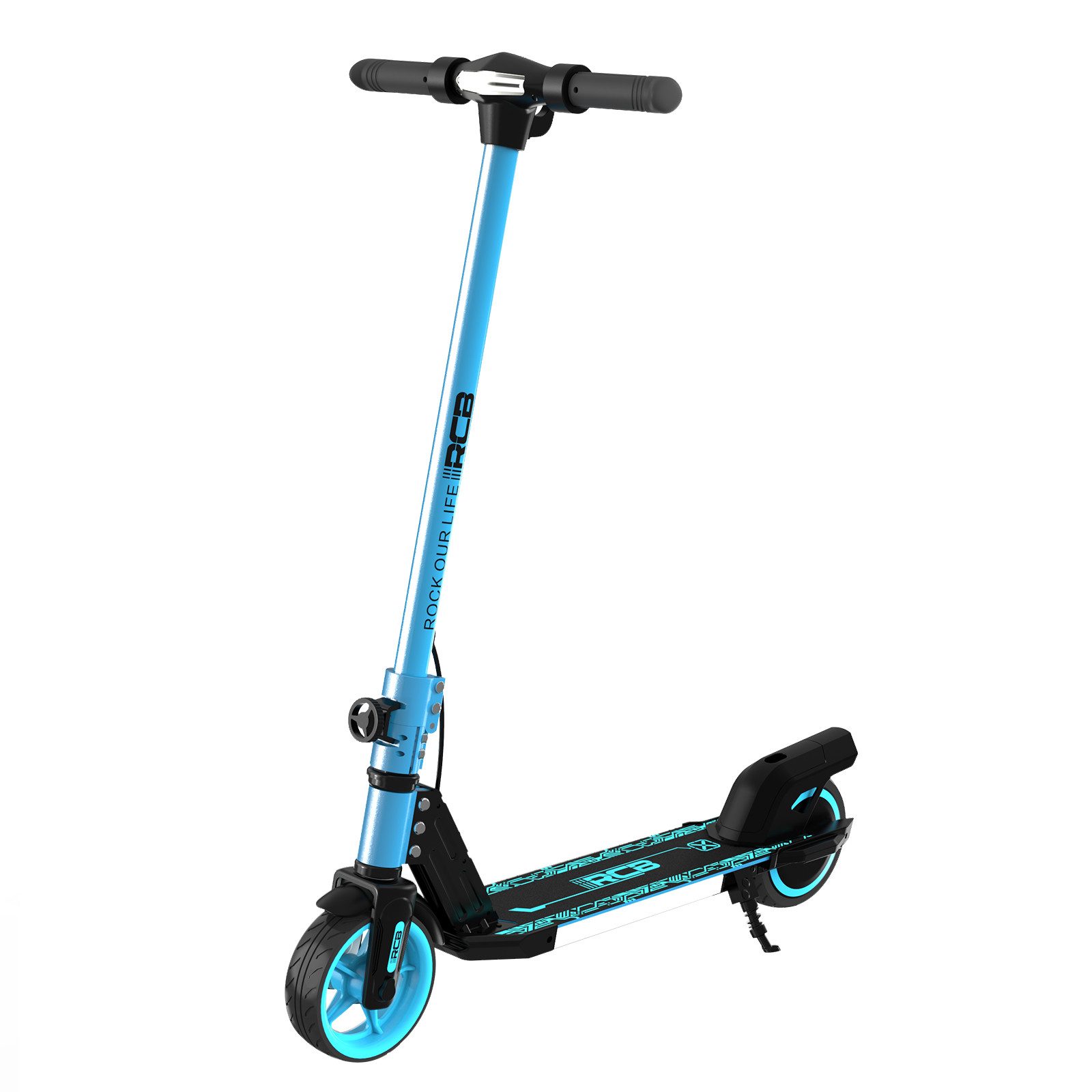 RCB Elektro-Kinderroller R12 PRO mit verstellbarer Höhe, 7-Zoll-Vollgummireifen, klappbar, LED