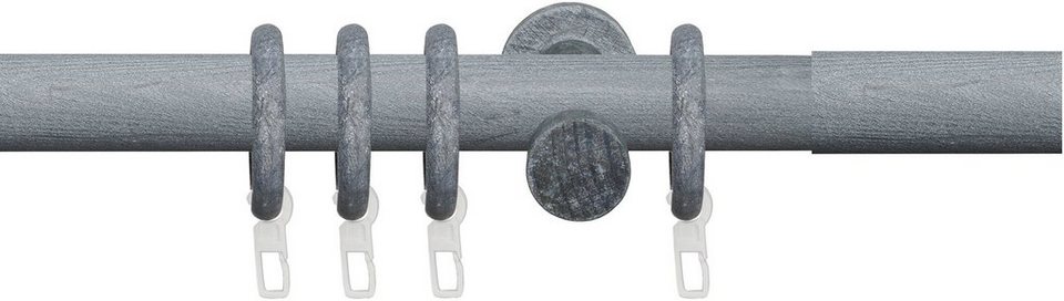 Gardinenstange Stilgarnitur 28 mm Zylinder, Liedeco, Ø 2,8 mm, 1-läufig,  Fixmaß, verschraubt, Holz, Gardinenstange Komplett