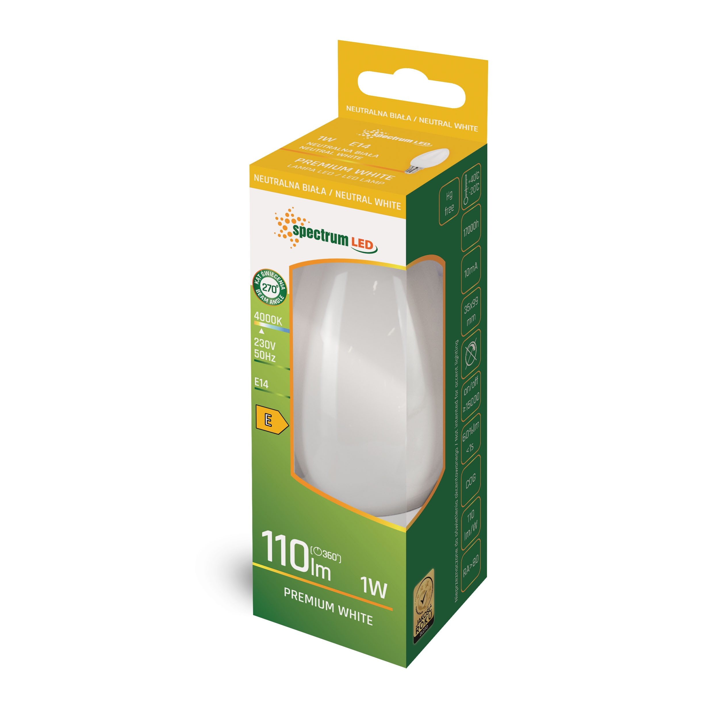Spectrum LED-Leuchtmittel LED E14 C35 Filament matt 1W = 10W 230V Kerze 110 günstig online kaufen
