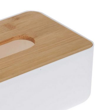 Bubble-Store Papiertuchbox Taschentücherbox mit Bambusdeckel (Tücherbox für Kosmetiktücher und Abschminktücher), für Bad, WC und Küche