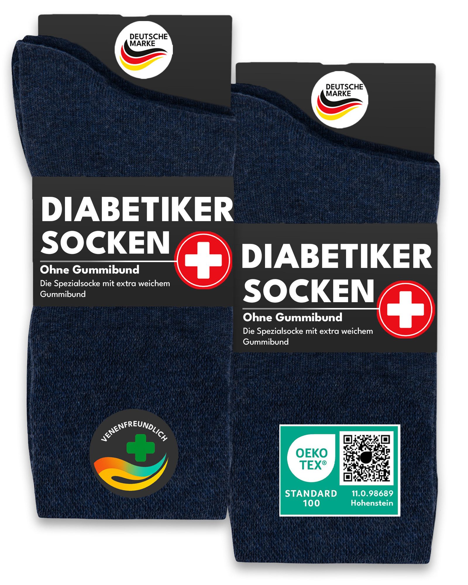 sockenkauf24 Diabetikersocken 6 Paar Damen & Herren Socken mit Komfortbund (Jeans, 39-42) ohne Gummi & ohne Naht 97% Baumwolle - 26808 WP