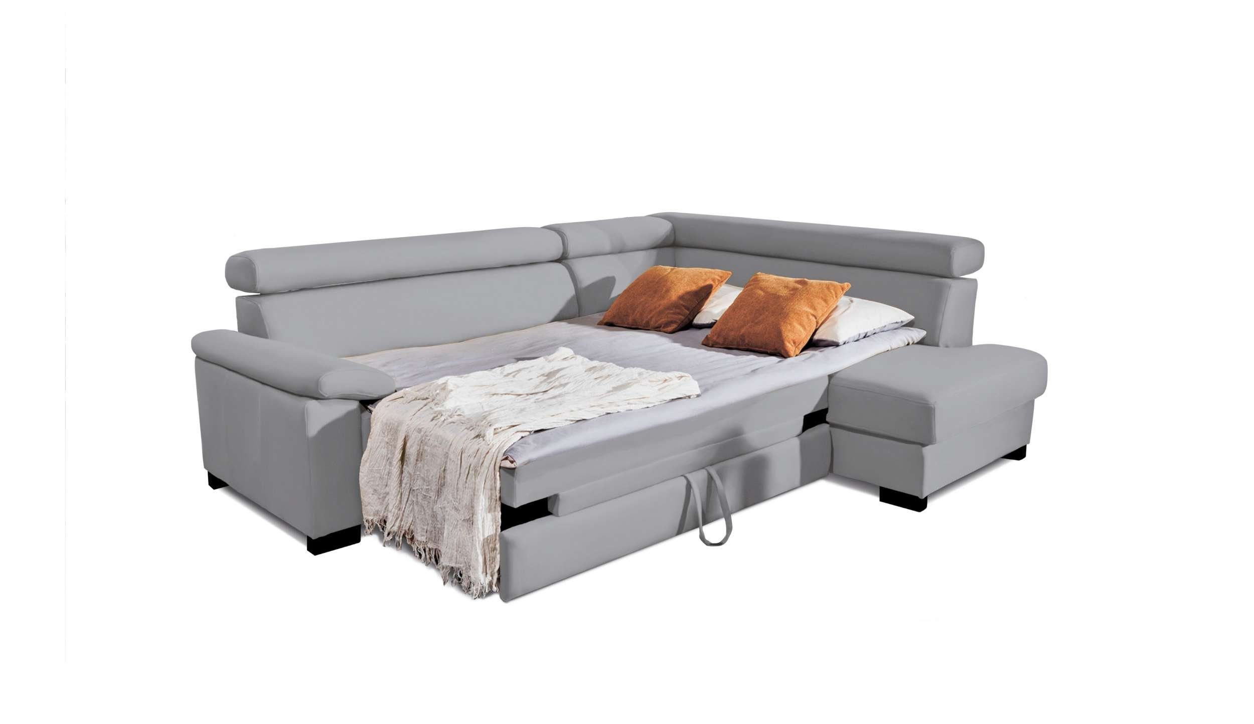 Stylefy Ecksofa Fulda, L-Form, Eckcouch, Design mane oder links und Modern mit rechts Bettkasten bestellbar, Kopfteilverstellung, Bettfunktion