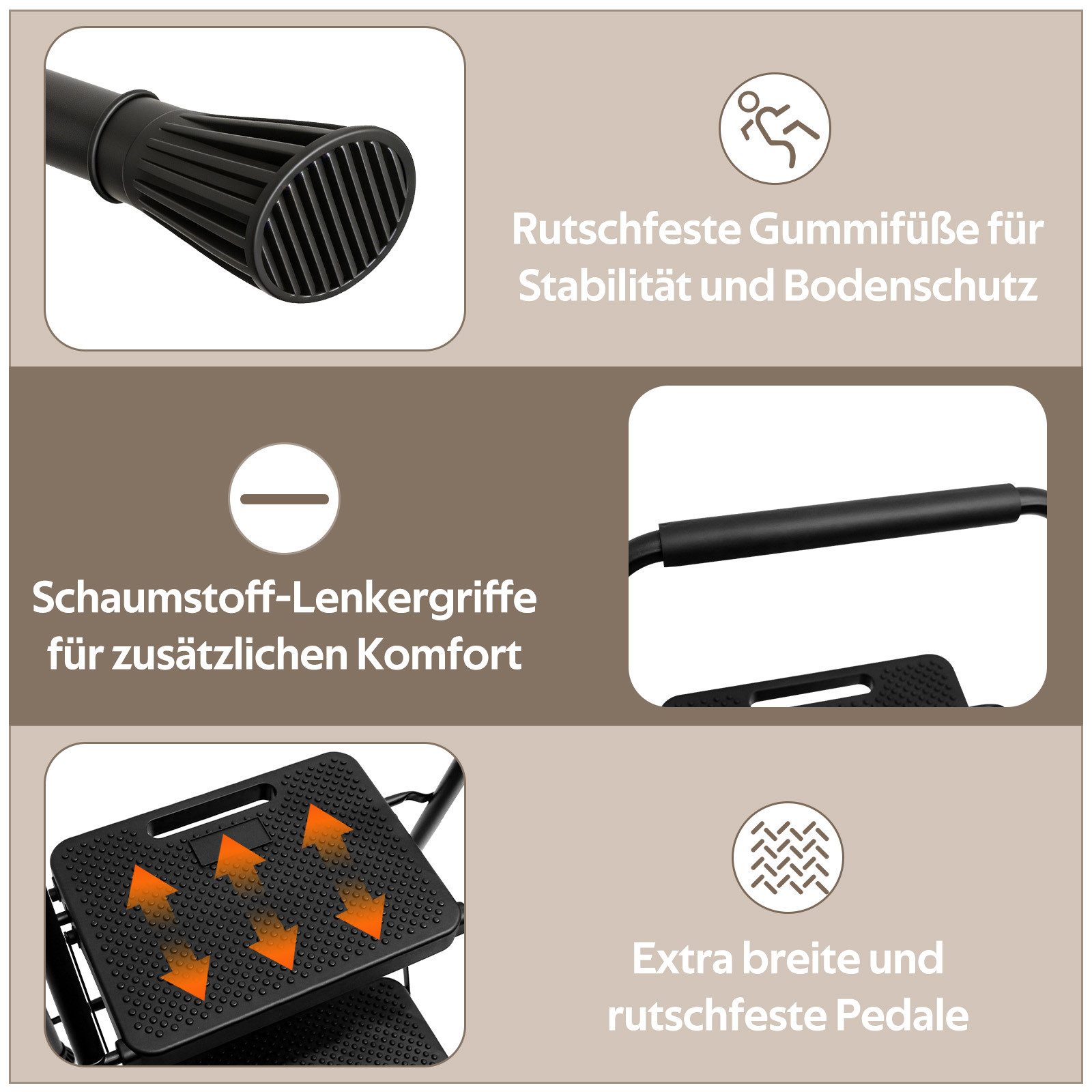 OZAVO Trittleiter Klappleiter Eisen 2/3 stufen mit Breitem Anti-Rutsch-Pedal (bis 150 kg mit Gummihandgriff, Stehleiter, Doppelleiter, Sicherheitsleiter, Multifunktionsleiter), Haushaltsleiter Klapp-Bockleiter mit Gummifüße & Sicherheitsverschluss
