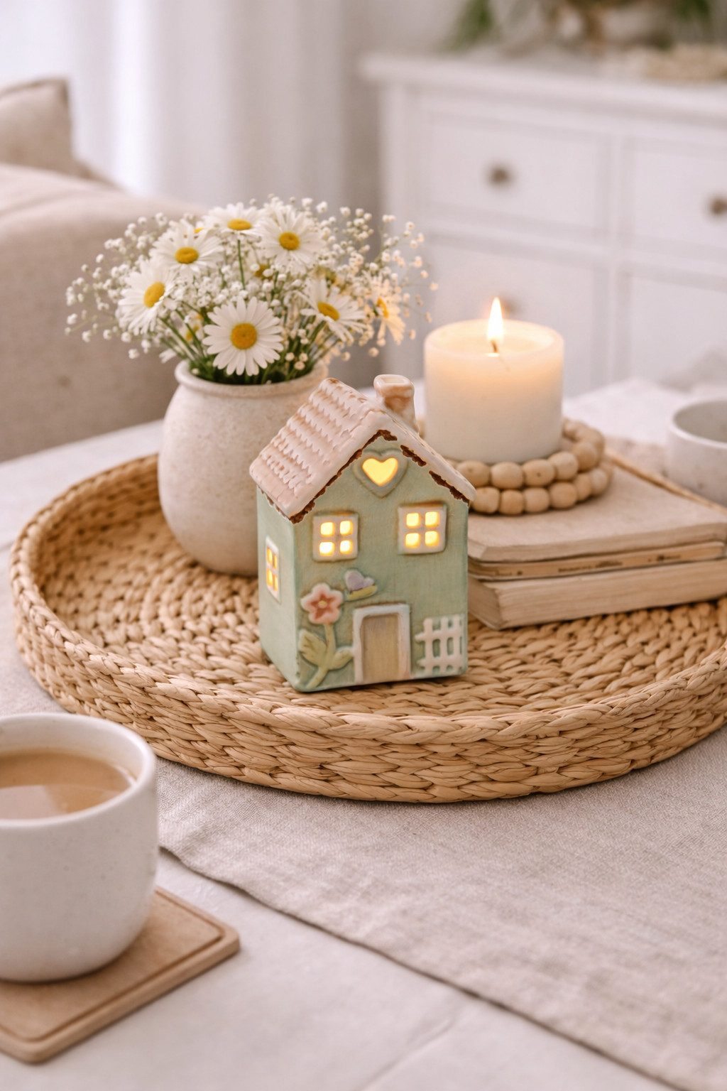 finehomegarden Dekoobjekt Haus bunt 7x6cm H11cm Keramik Lichthaus LED Haus günstig online kaufen