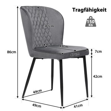 GLIESE Schalenstuhl Dunkelgrau Esszimmerstuhl (4 St), Stuhl mit Rückenlehne