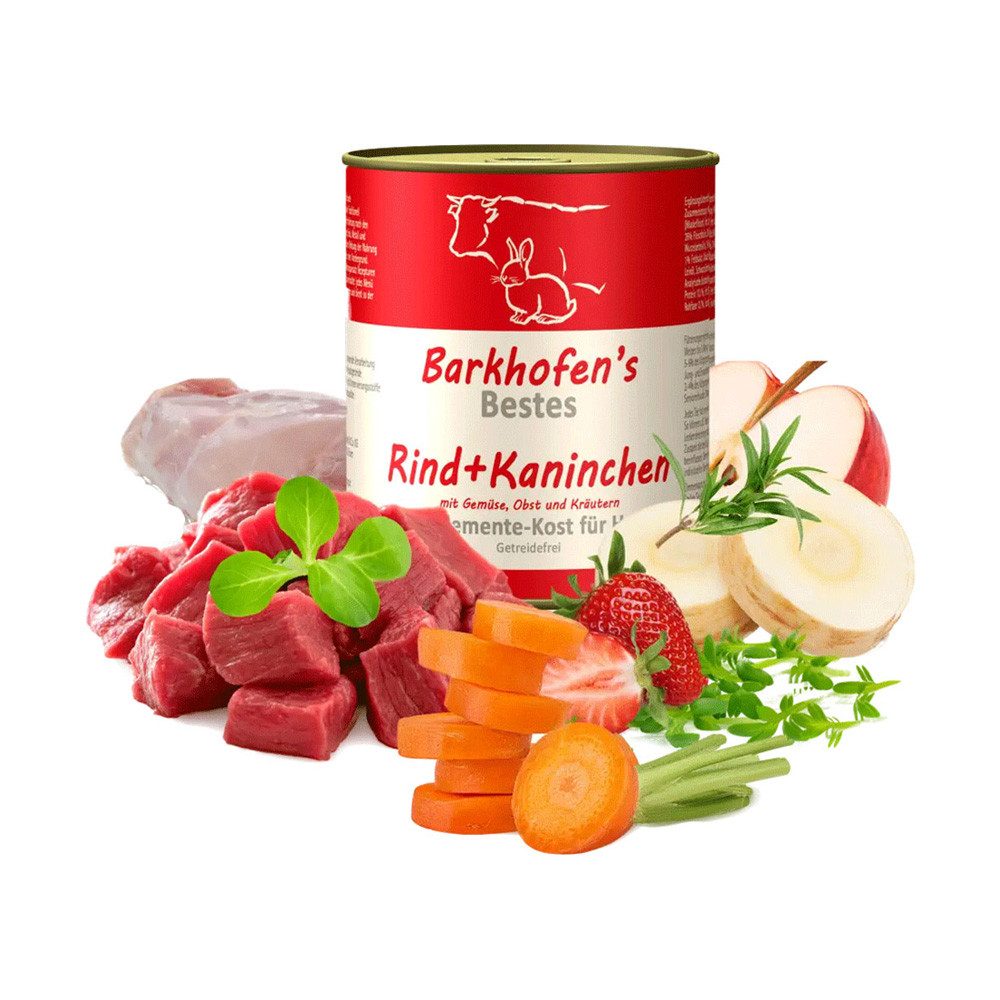 Barkhofen Tiernahrung Fünf-Elemente-Kost Rind+Kaninchen, Nassfutter für: Hunde