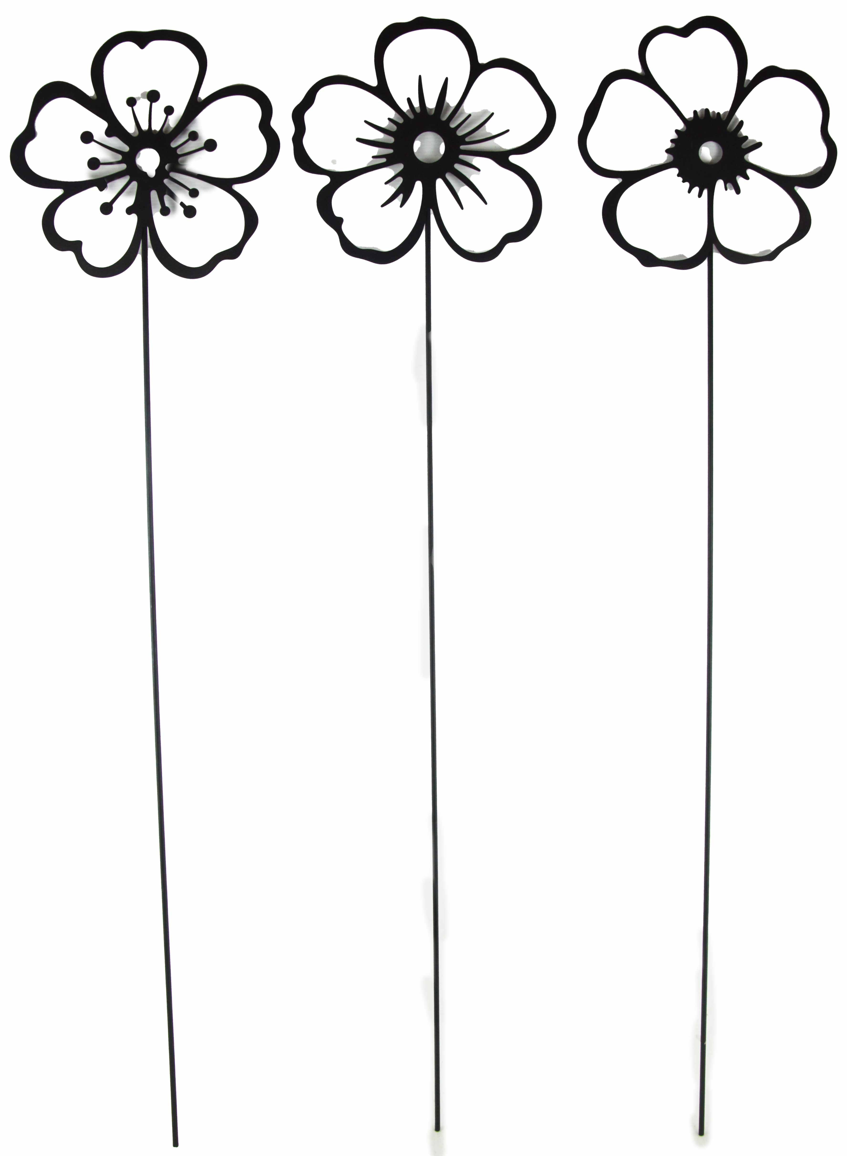 Posiwio Gartenstecker 3er Set Gartenstecker Blumen (3-St)