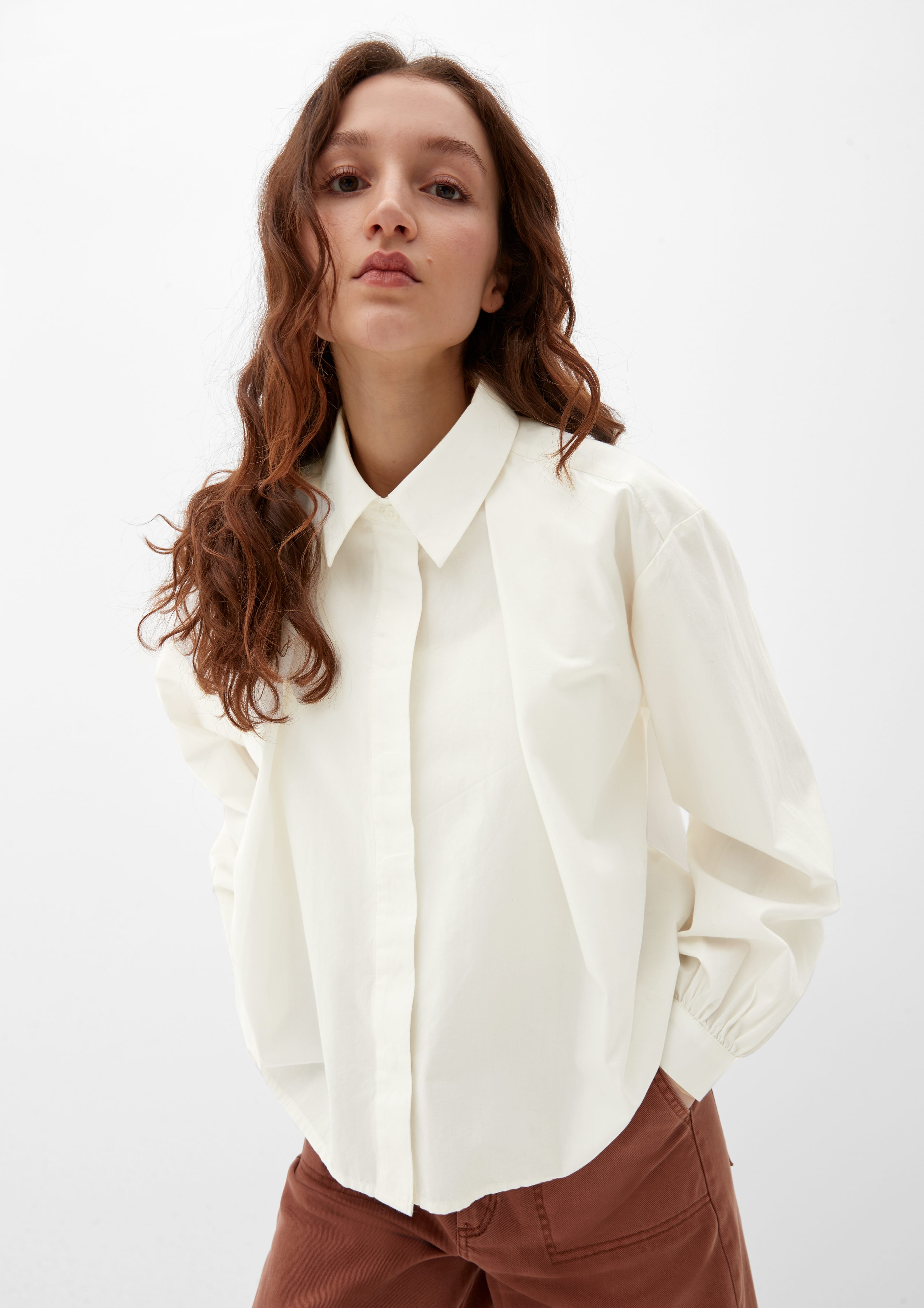 Langarmbluse Langarm-Bluse mit verdeckter Knopfleiste