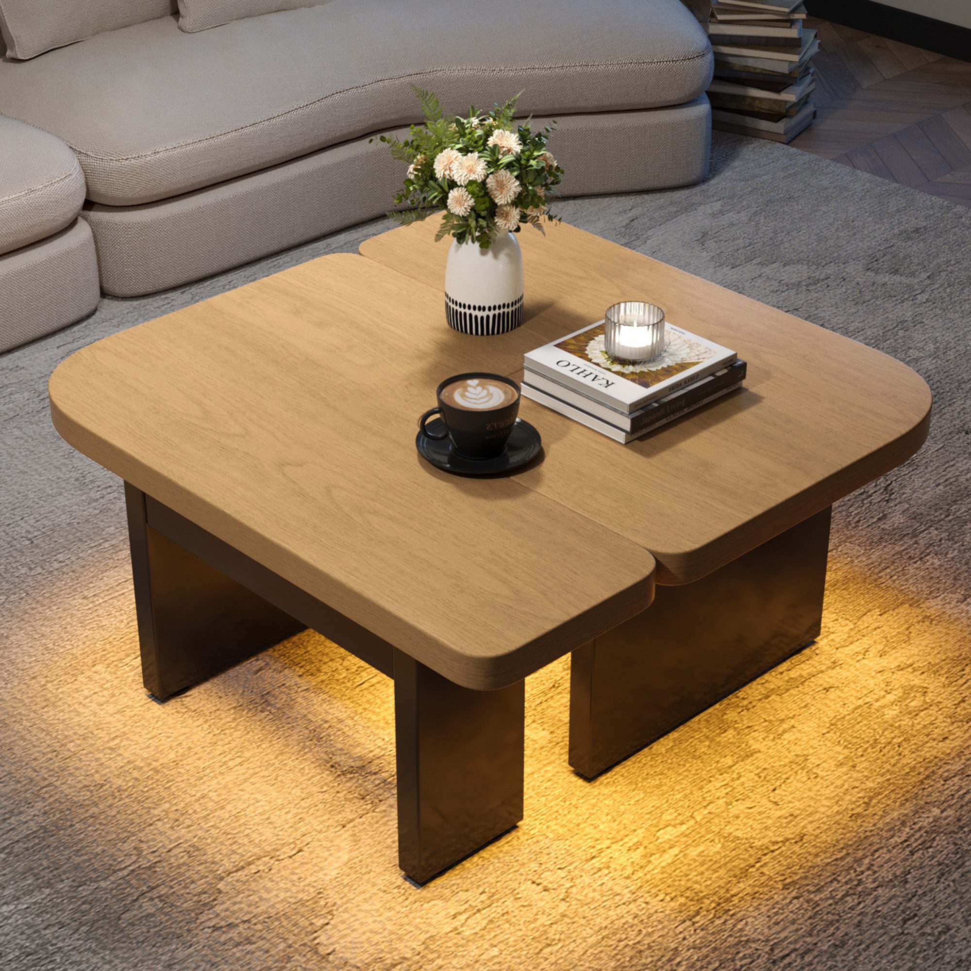 STILVORA Couchtisch 2-in-1 LED-Wohnzimmertisch verstellbare Beistelltisch günstig online kaufen