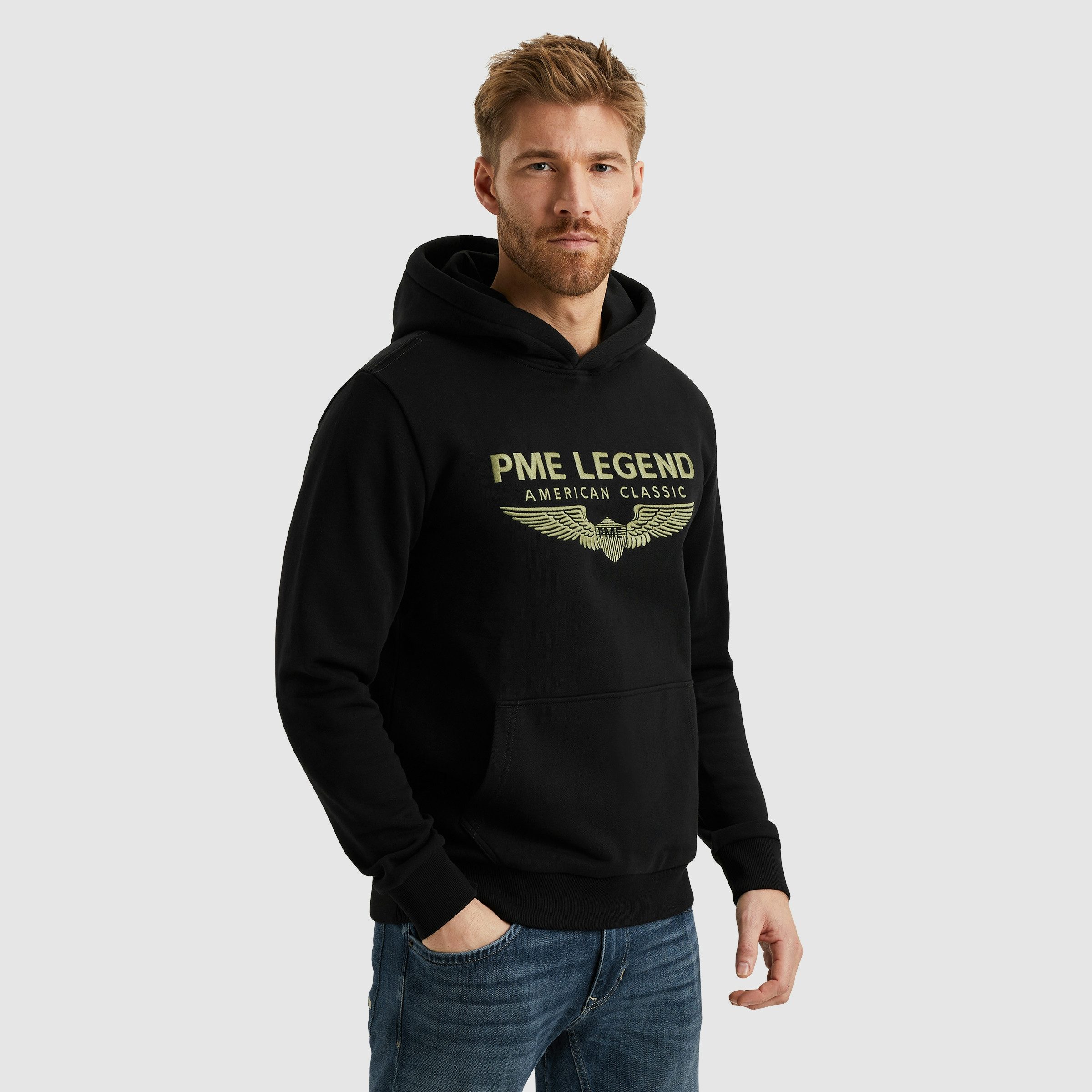 PME LEGEND Kapuzensweatshirt Hooded soft terry with logo mit Logostickerei