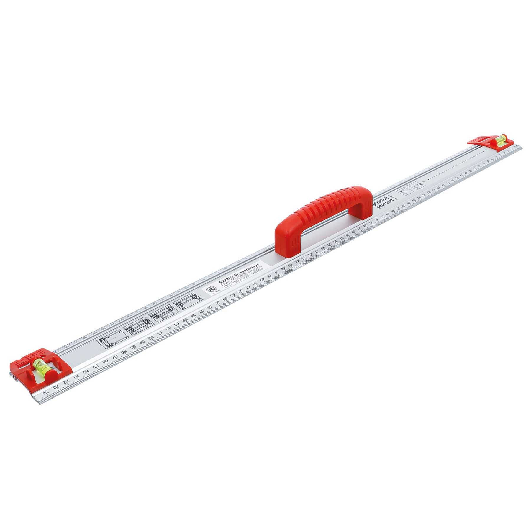 BGS technic Schneidelineal BGS TECHNIC Schneid- und Markierlineal, mit Griff und Wasserwaage, 750